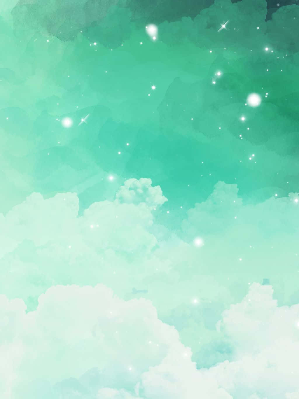 Blue Green Aesthetic, mint green, watercolor sky, HD Phone Wallpaper