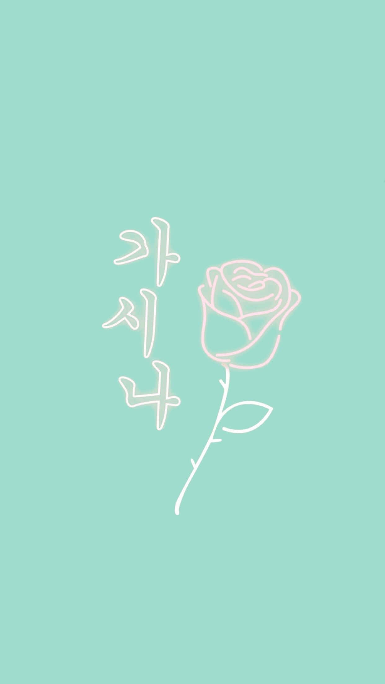 Blue Green Aesthetic, white rose, minimalist line drawing, Full HD Phone Wallpaper