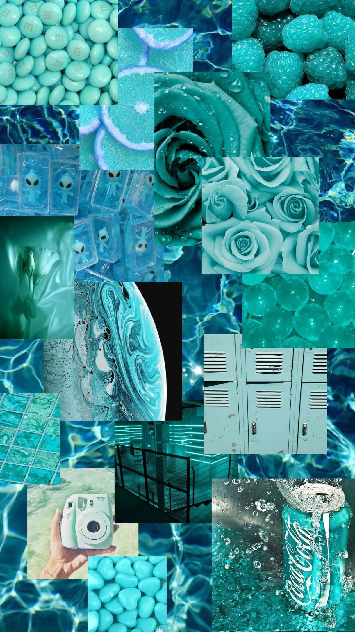 Blue Green Aesthetic, teal, roses, Full HD Phone Wallpaper
