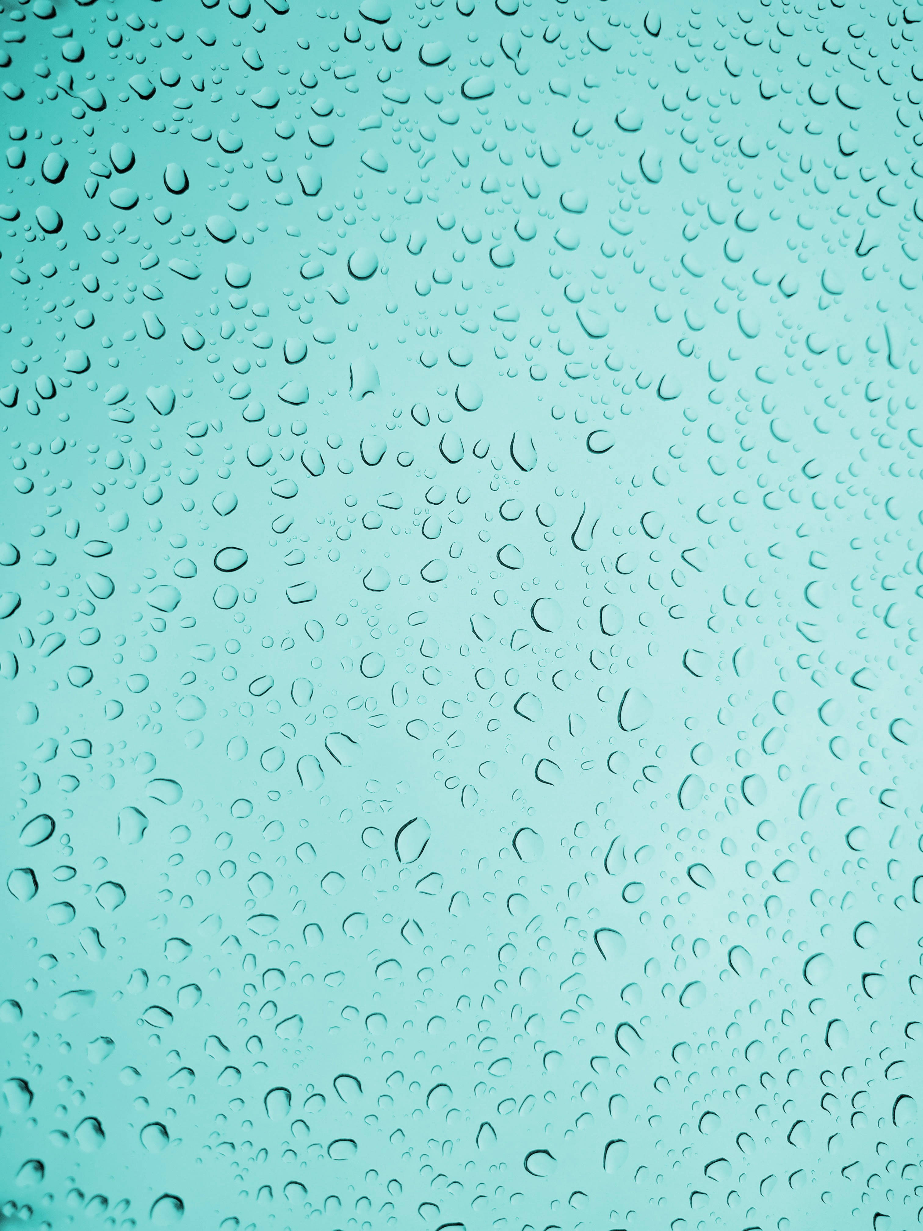 water droplets, teal surface, glistening, 4K Phone Wallpaper
