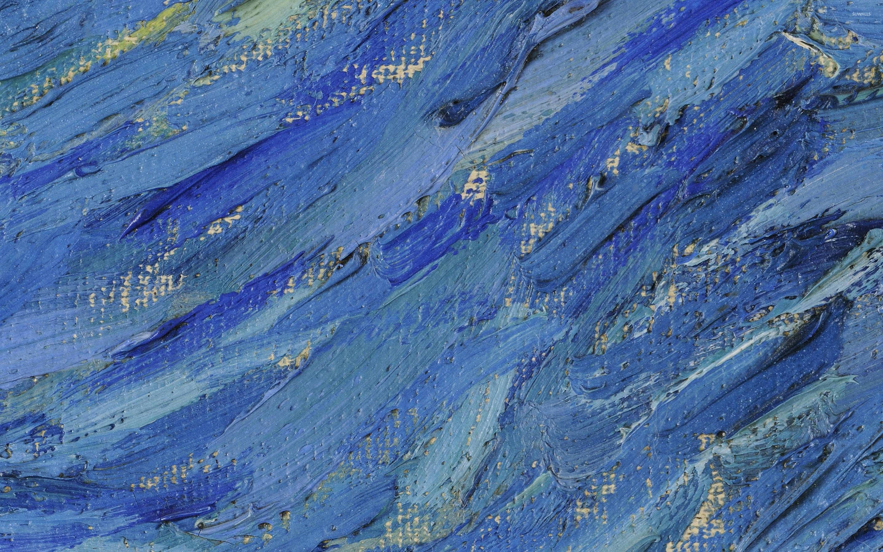 abstract strokes, blue, gold, 2K Desktop Wallpaper