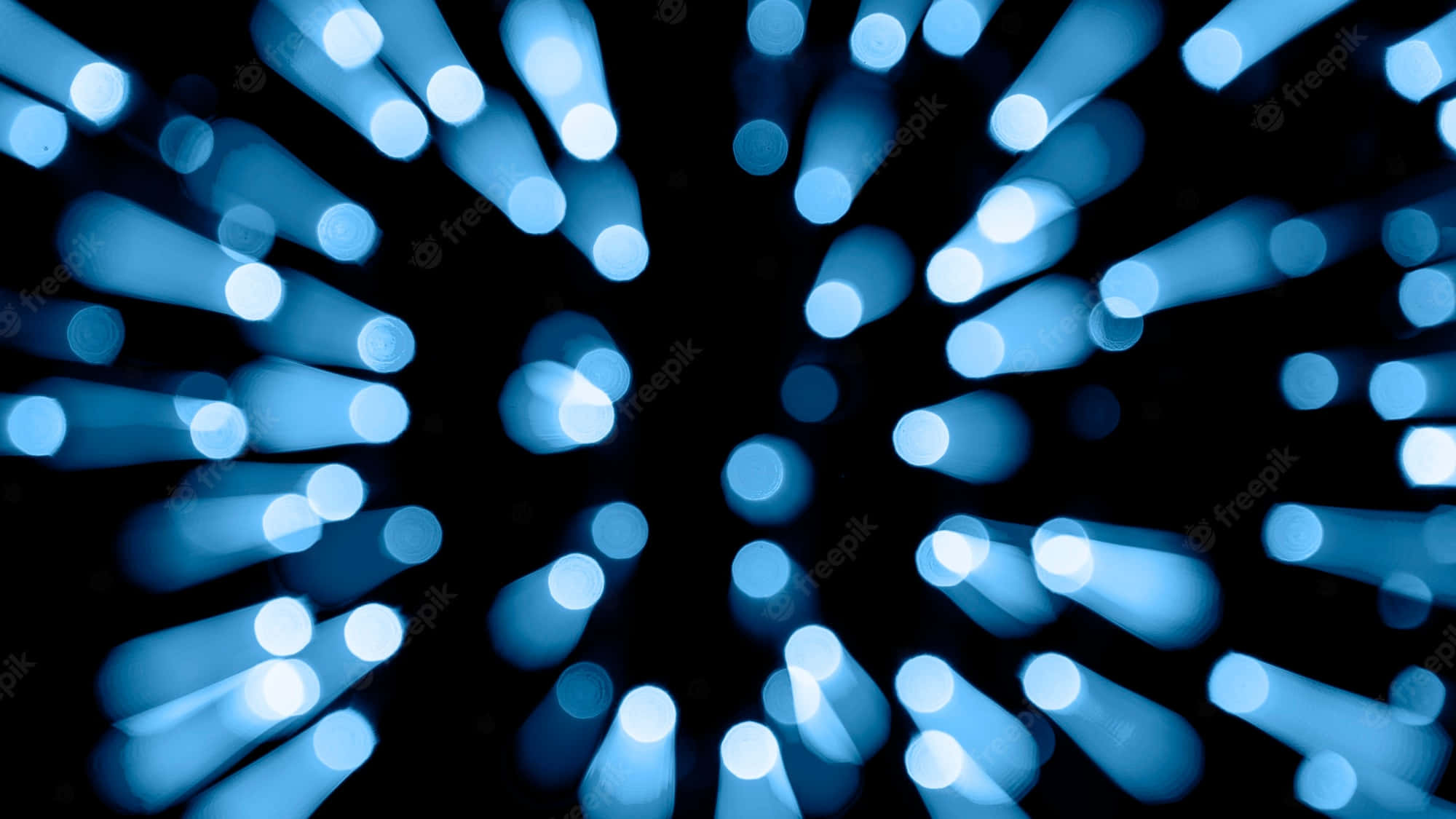 blue bokeh, blue light, deep black background, Full HD Desktop Wallpaper