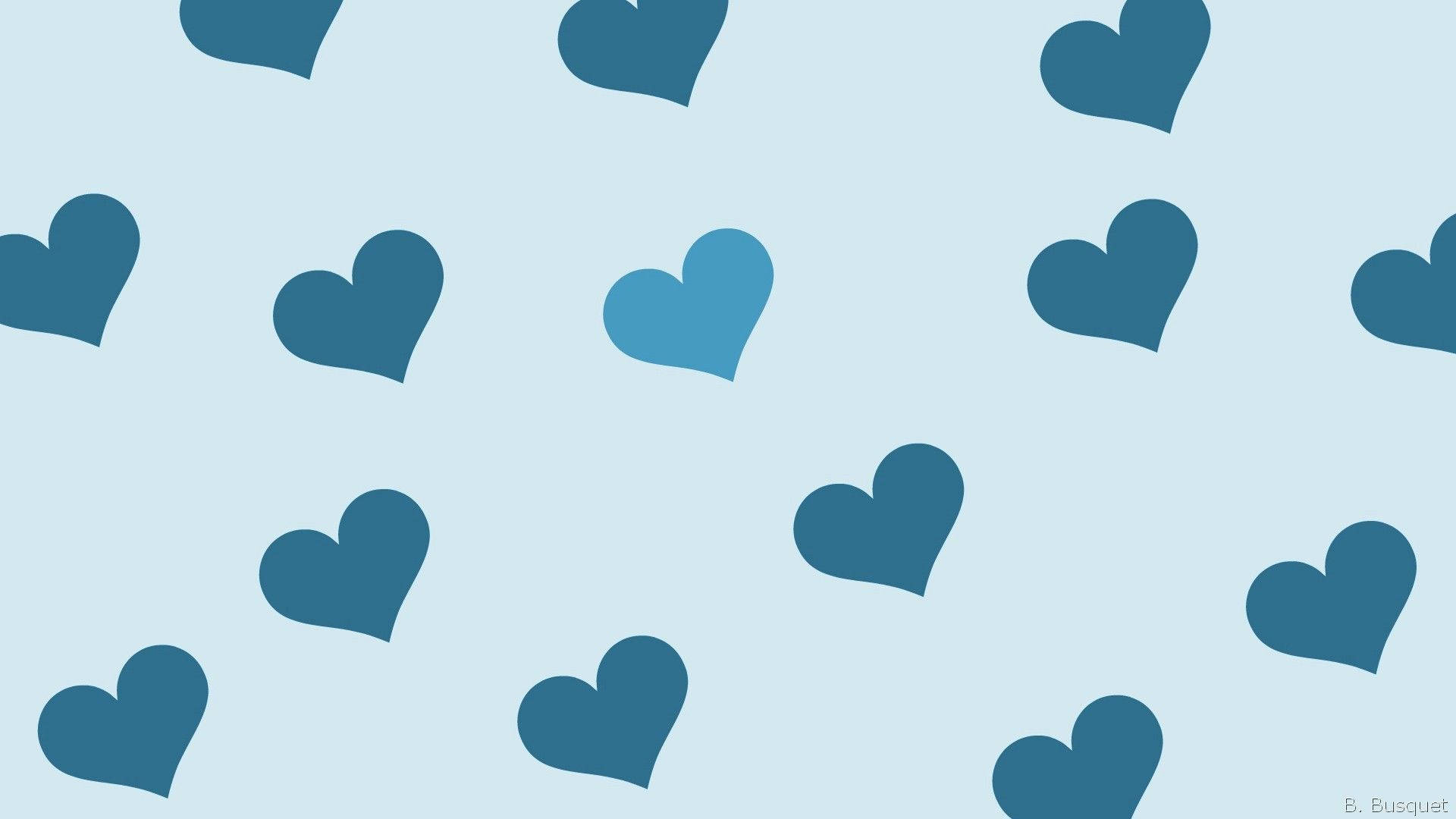 Blue Heart, diagonal pattern, light blue background, Full HD Desktop Wallpaper