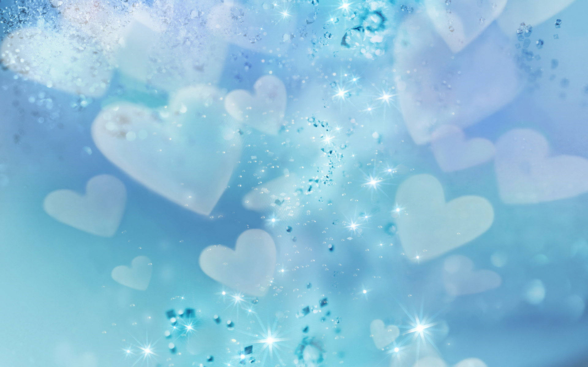 Light Blue Awesome Heart, soft blue, sparkling glitter, Full HD Desktop Wallpaper