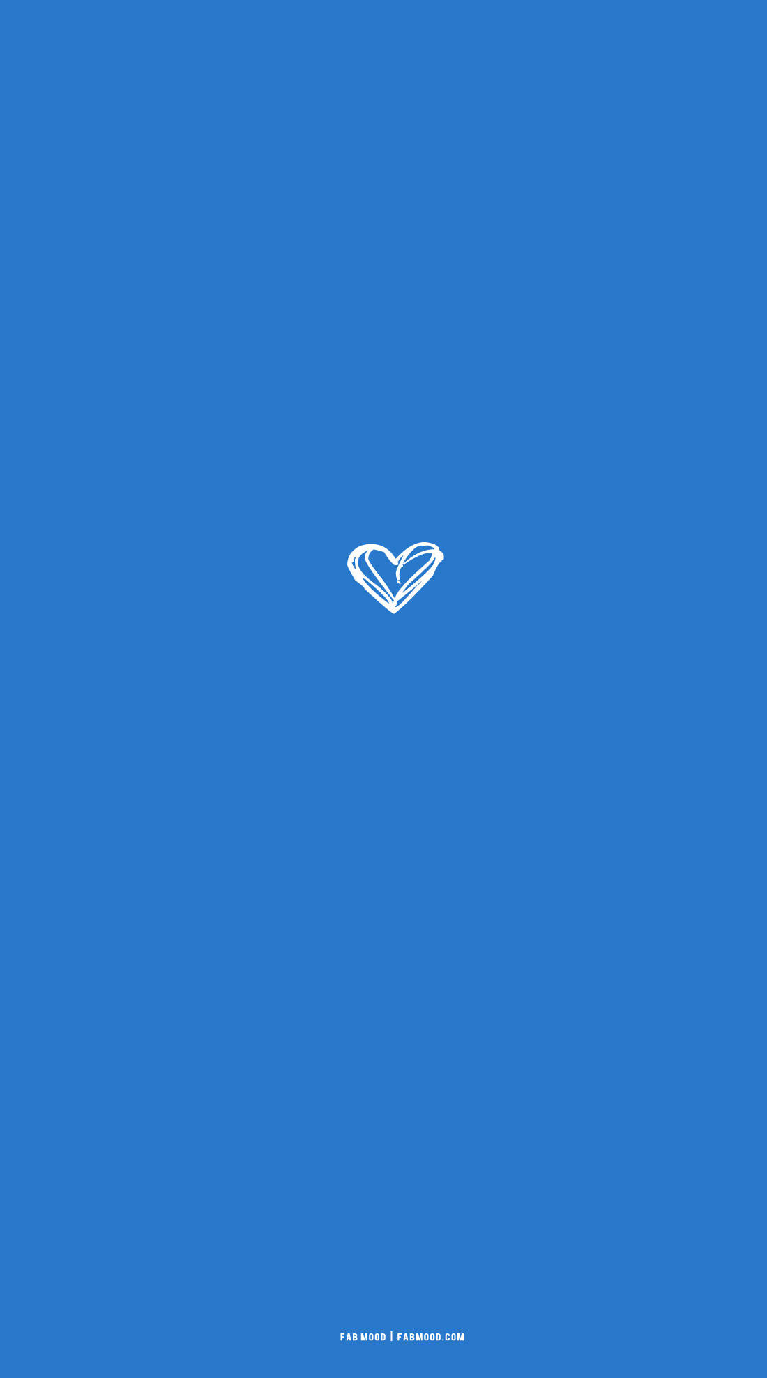 minimalist blue heart, white heart outline, solid blue background, Full HD Phone Wallpaper