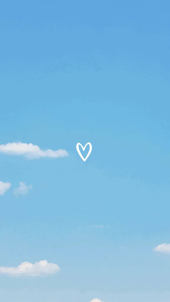sky blue, white heart outline, serene blue sky, SD Phone Wallpaper