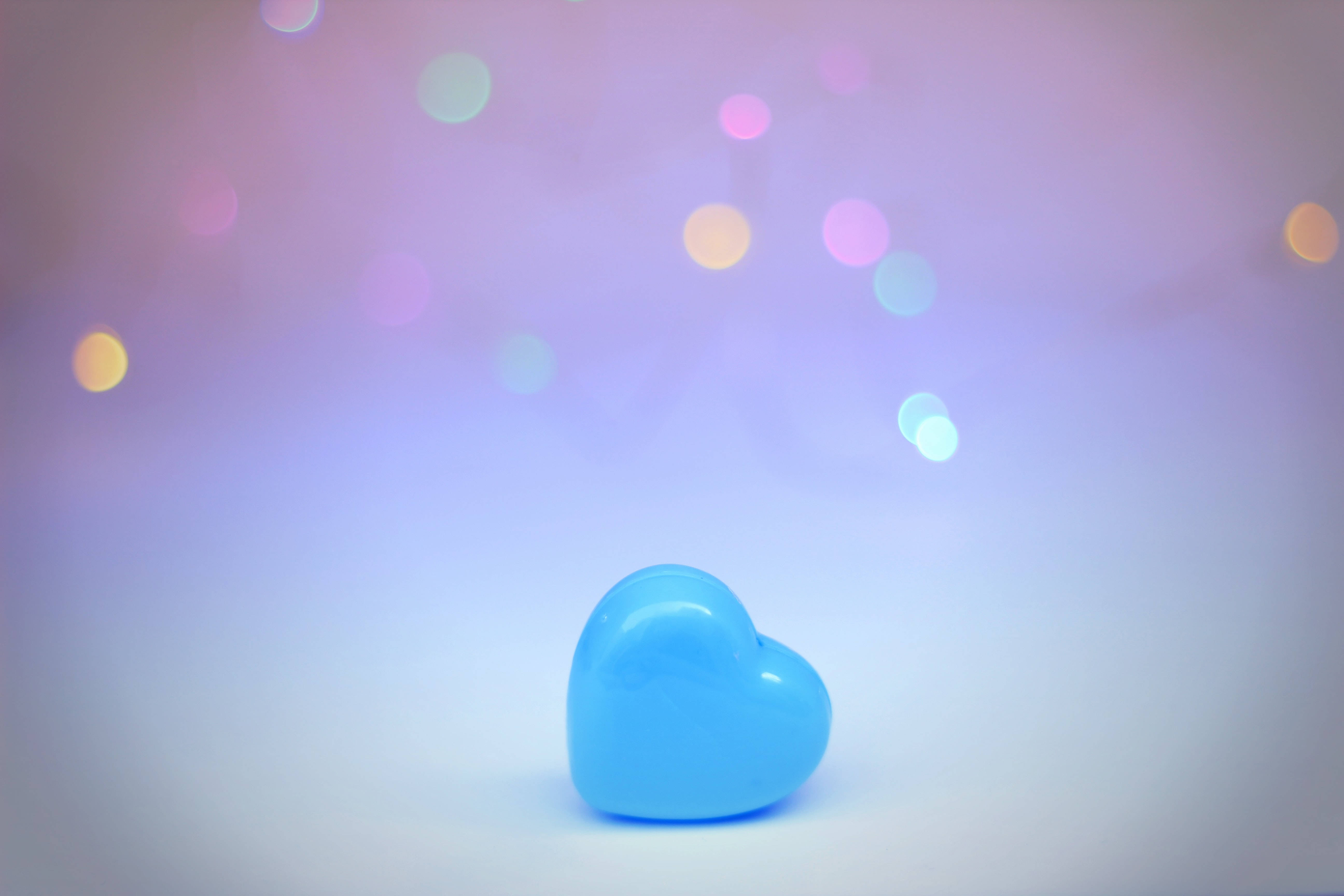 sky blue heart, glossy blue, heart-shaped object, 5K Desktop Wallpaper