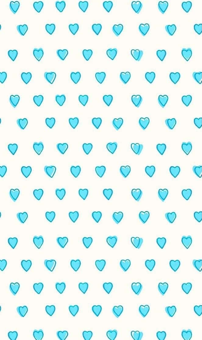 Blue Hearts Pattern, light blue, hand-drawn hearts, SD Phone Wallpaper
