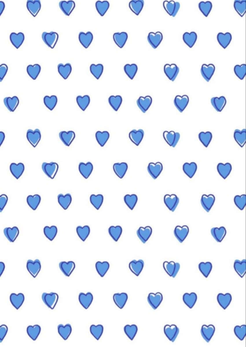 Blue Hearts Pattern, blue hearts, white outlines, SD Phone Wallpaper