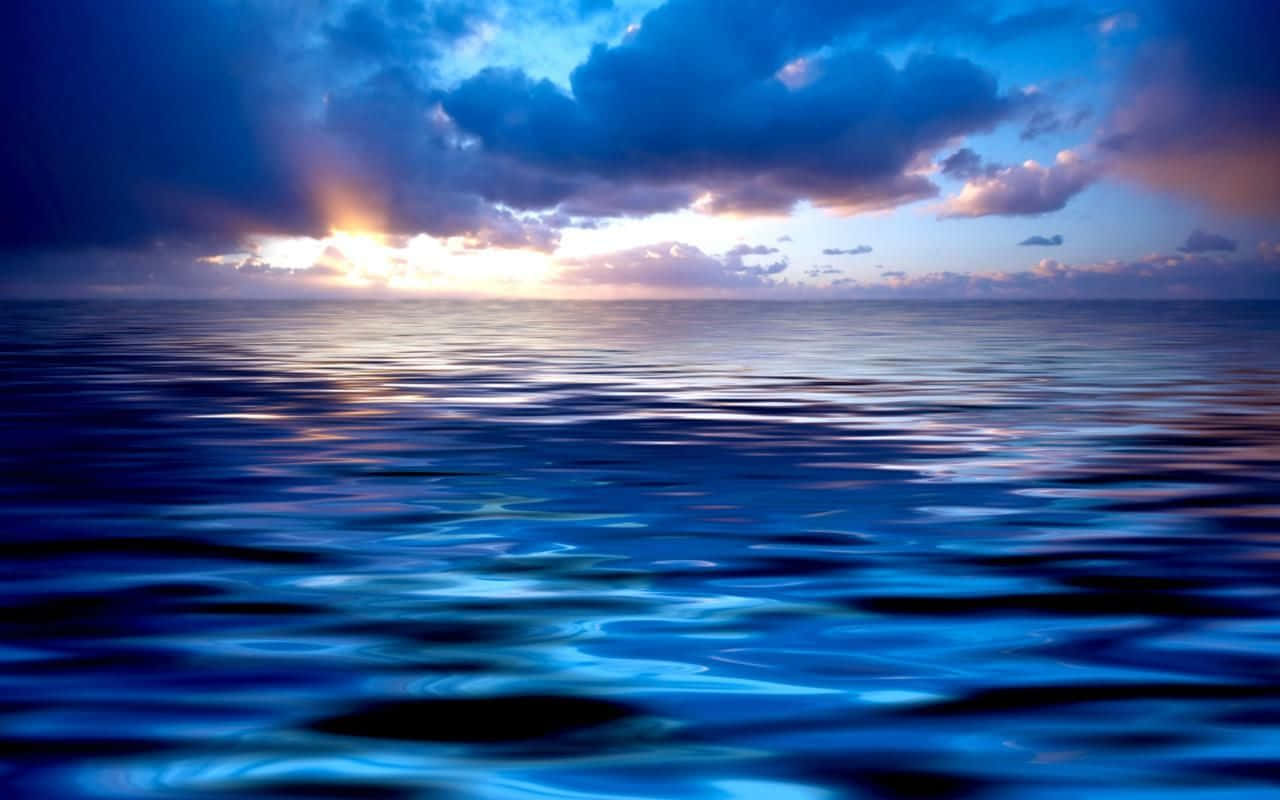 Blue Horizon, dusk, golden rays, HD Desktop Wallpaper