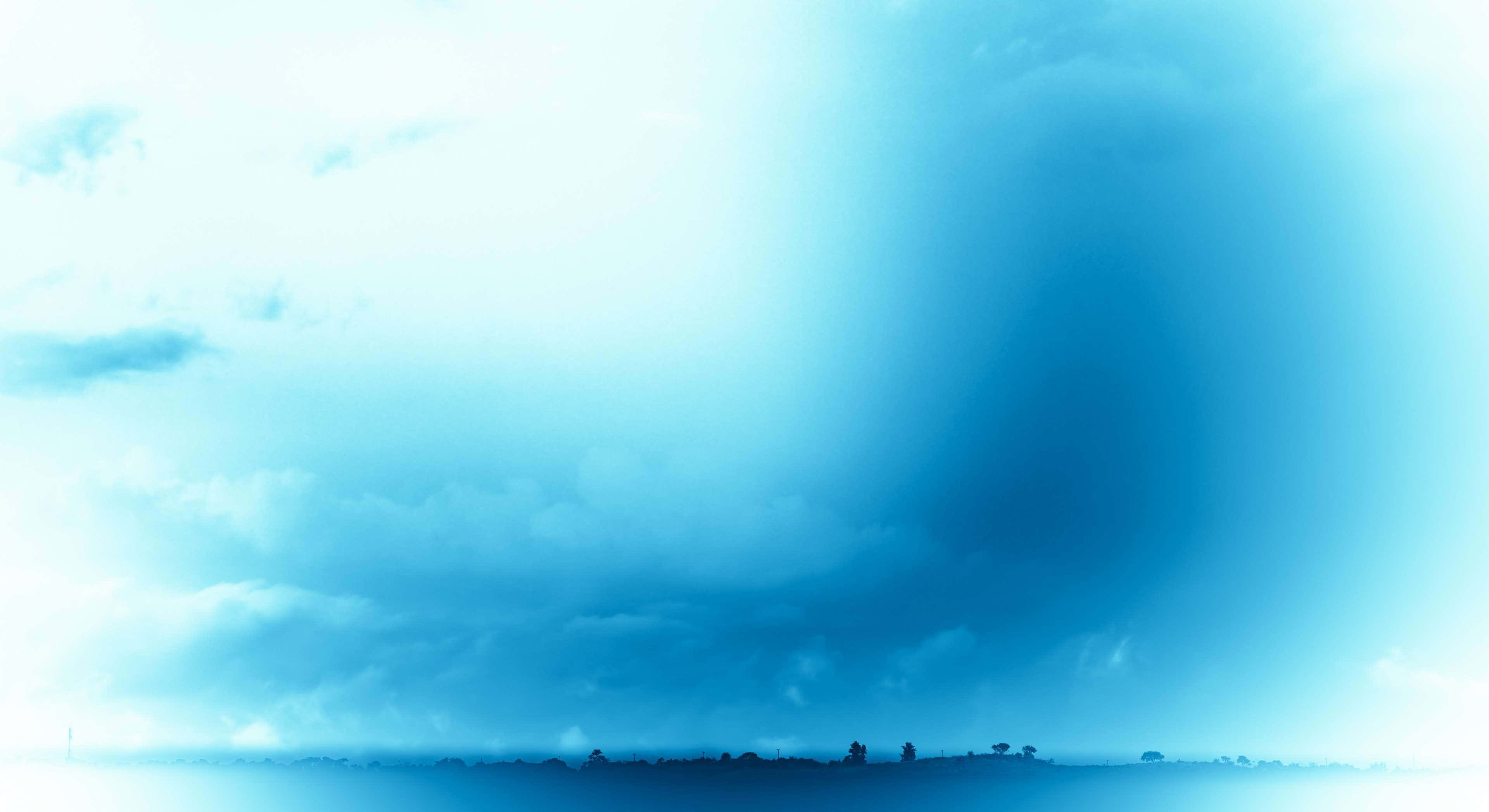Blue Horizon, blue sky, swirling storm clouds, 4K Desktop Wallpaper