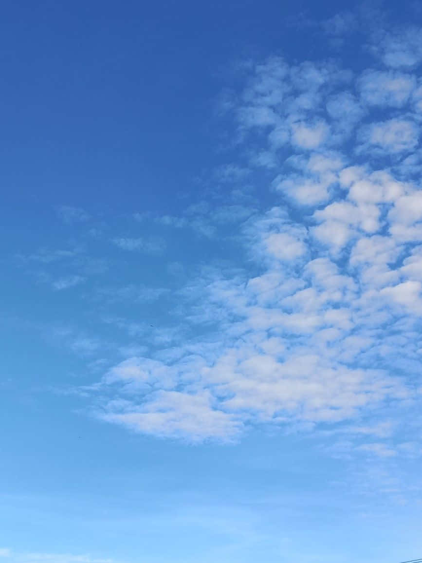 blue horizon, blue sky, white cumulus clouds, SD Phone Wallpaper