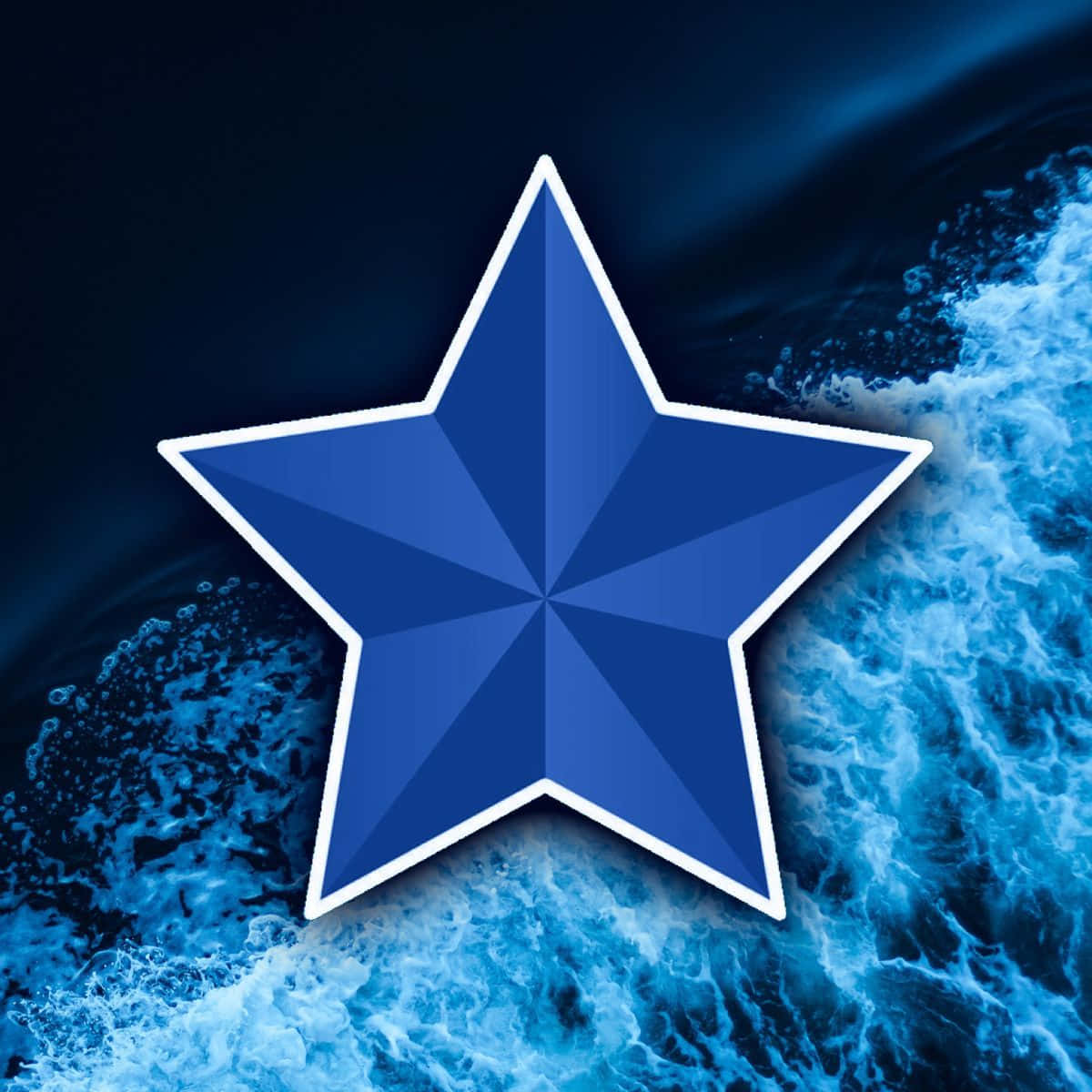 Blue Star Ocean Backdrop, blue star, white outline, SD Desktop Wallpaper