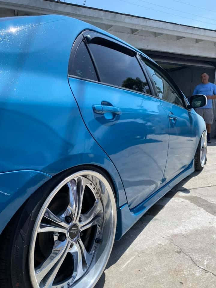 Azure Blue, glossy blue, modified sedan, SD Phone Wallpaper