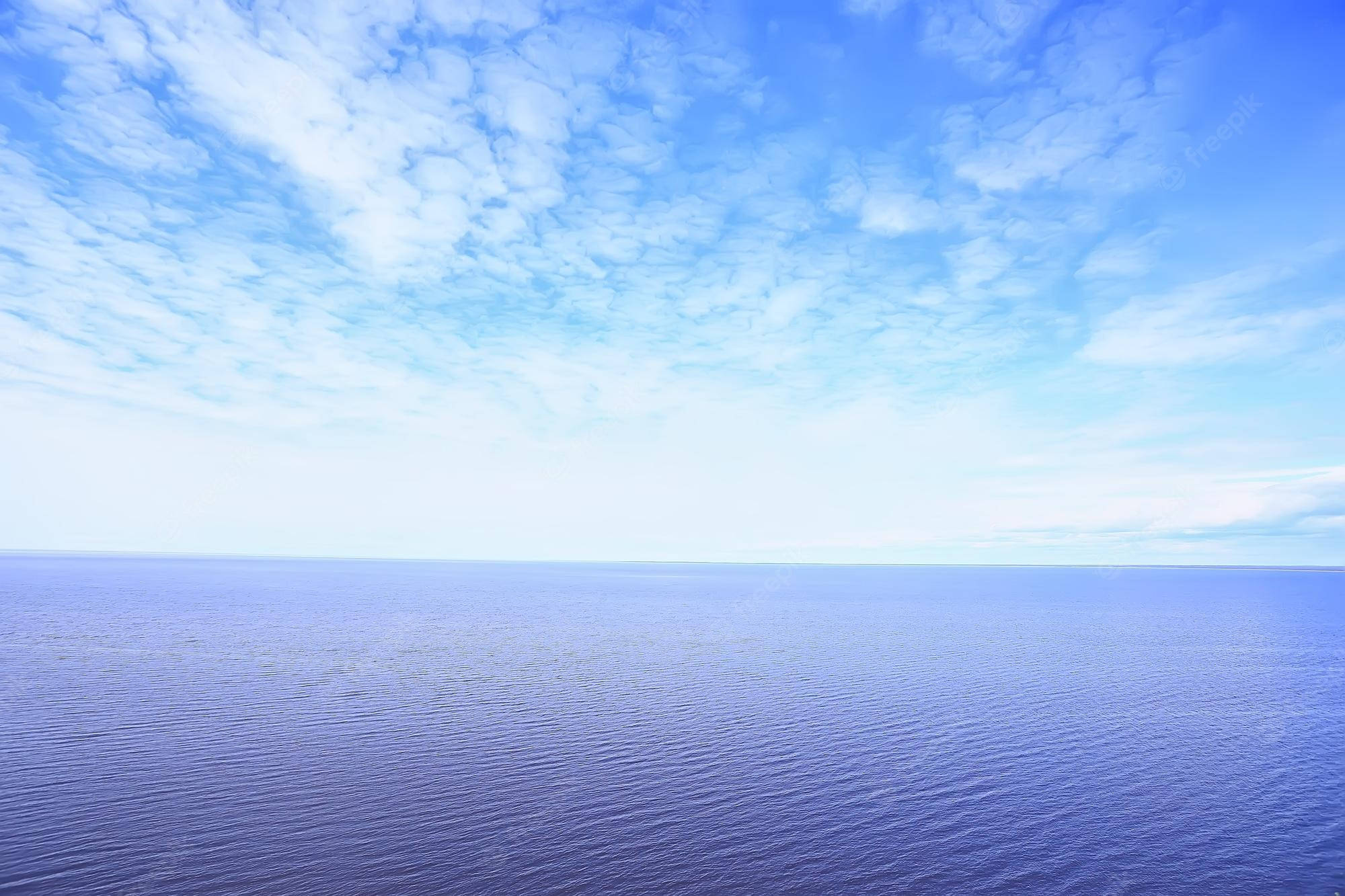 purple sea, blue sky, horizon, Full HD Desktop Wallpaper