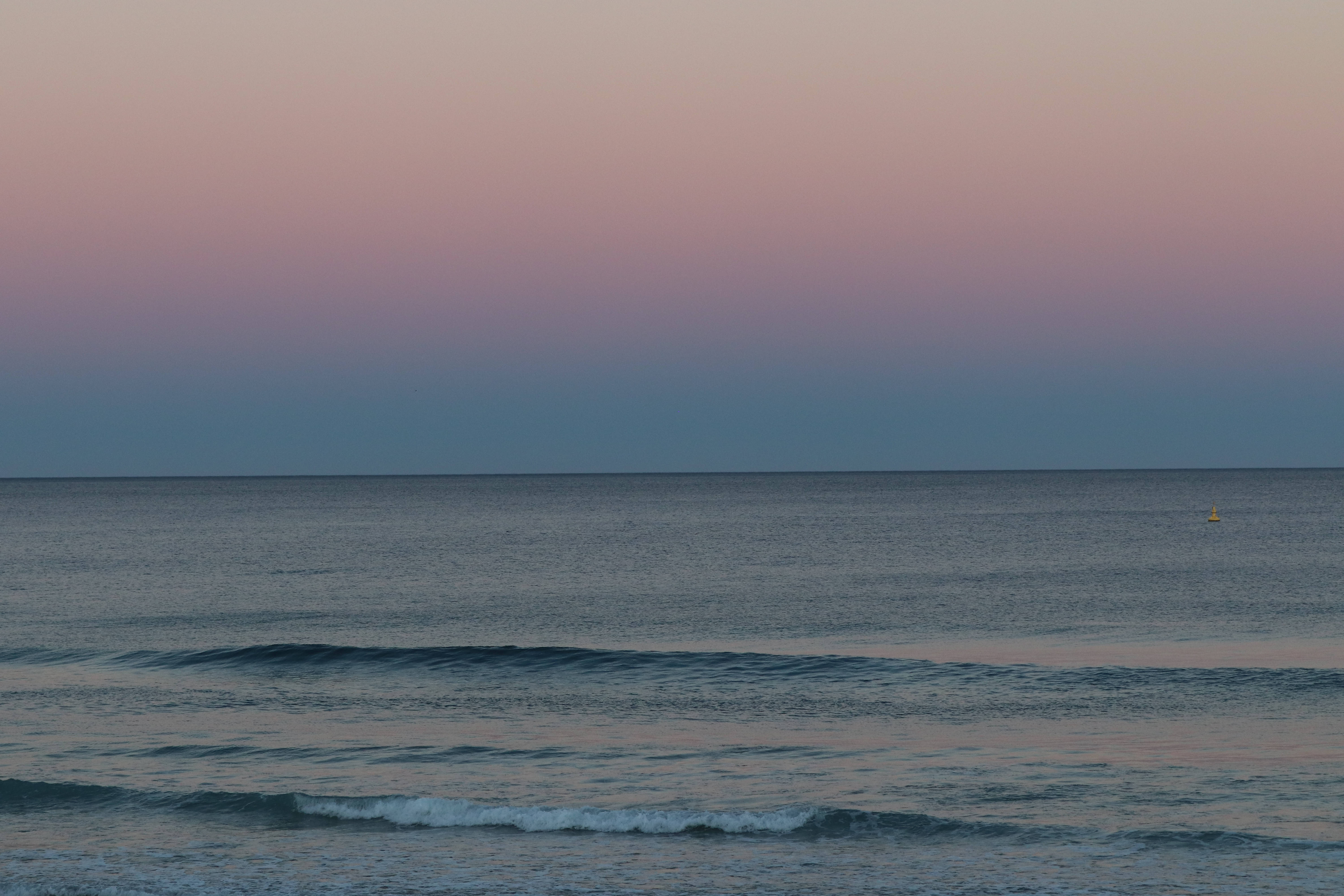 soft blue aesthetic, sea horizon, twilight, 5K Desktop Wallpaper