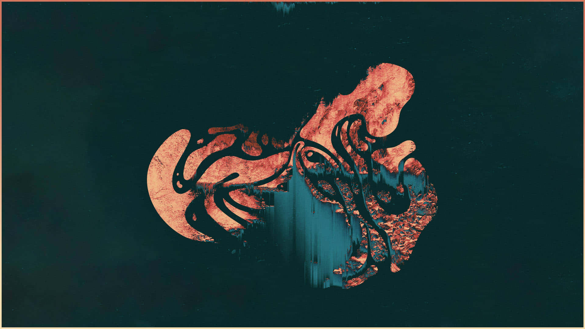 Blue Hypebeast, glowing orange octopus, black ink trails, Full HD Desktop Wallpaper
