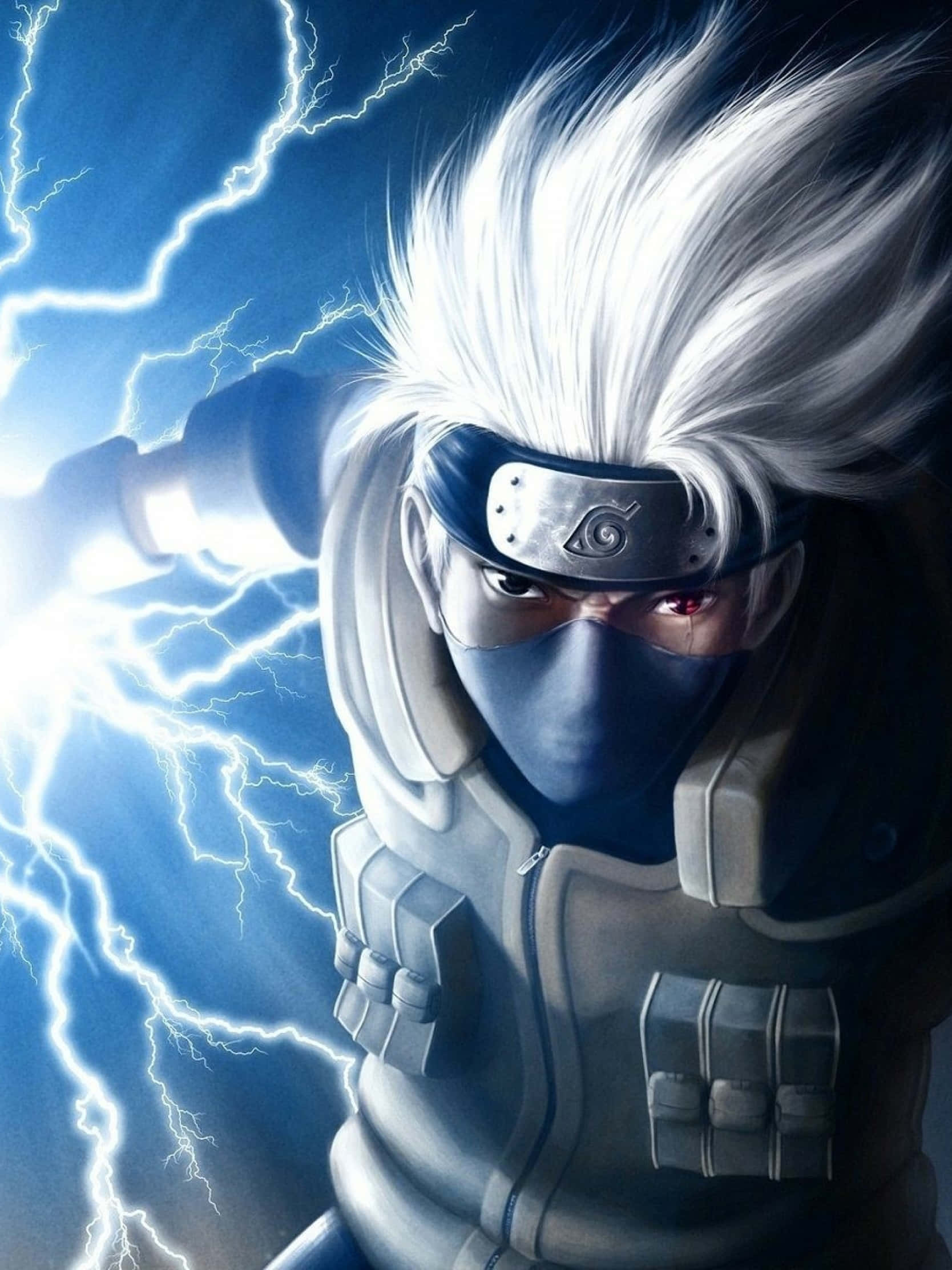 blue hypebeast, masked ninja, white hair, Full HD Phone Wallpaper