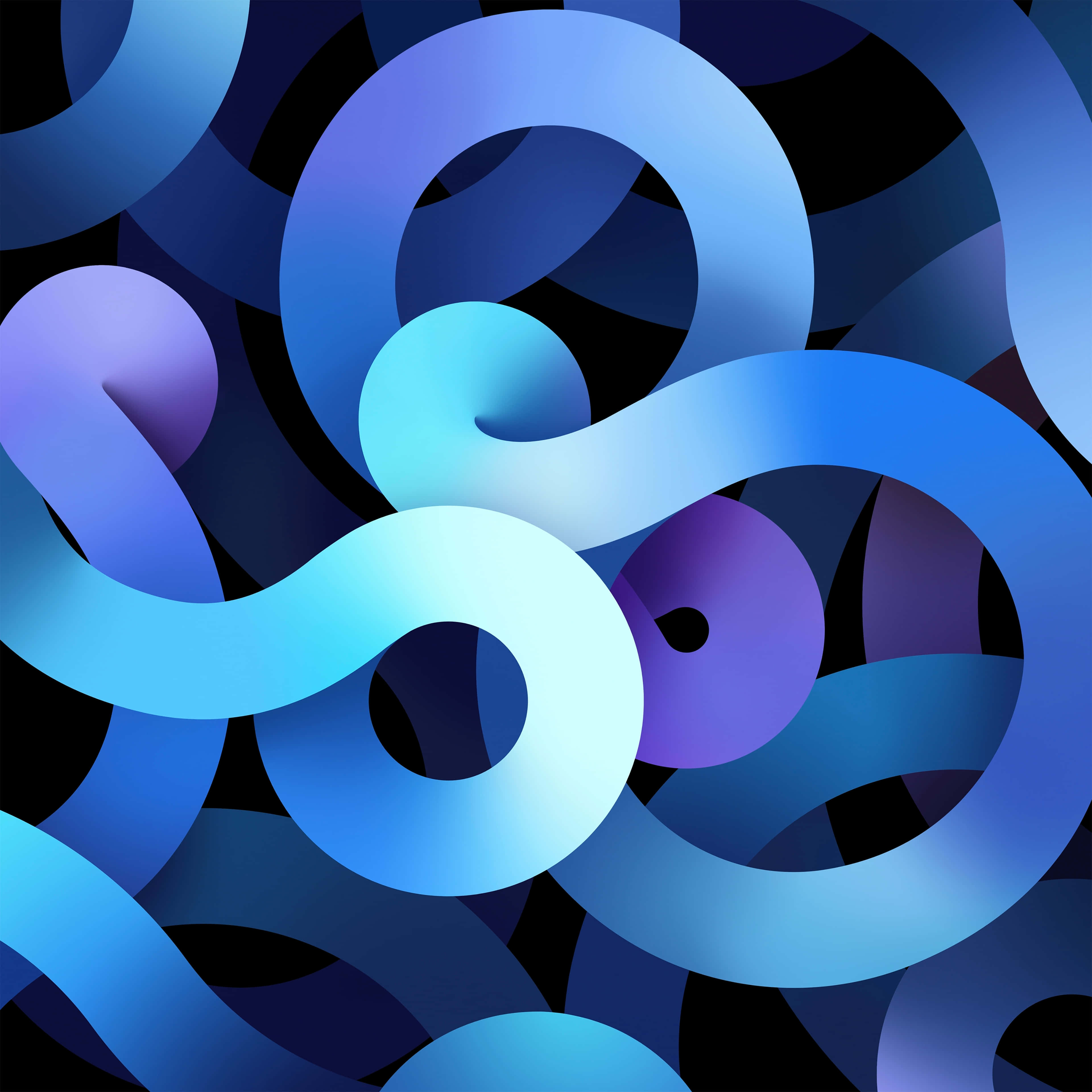 Blue iPad, vibrant blue gradient, deep black background, 4K Desktop Wallpaper