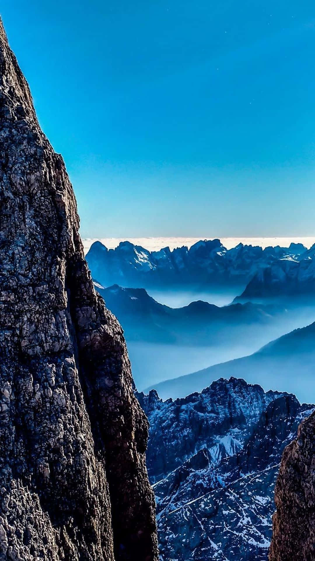 Blue iPhone XR, mountain peak, sea of mist, HD Phone Wallpaper