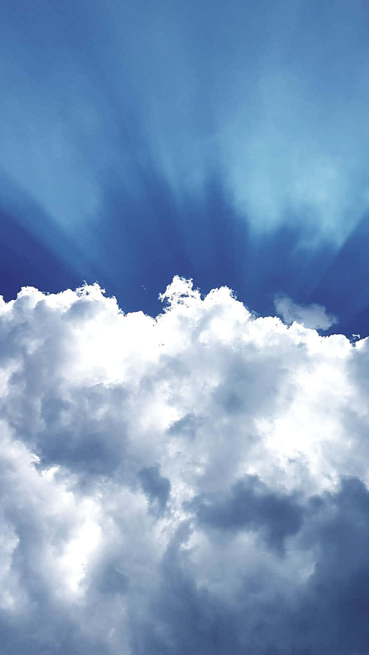 Blue iPhone XR, Sunlight, thick white clouds, HD Phone Wallpaper