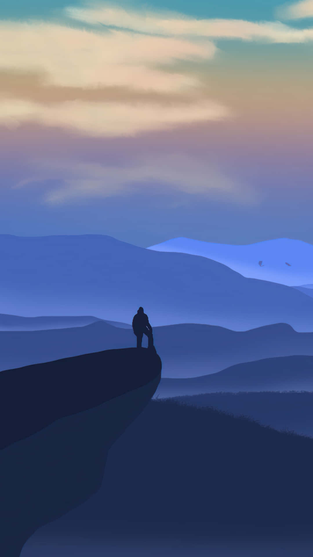 Blue iPhone XR, cliff, layered blue mountains, Full HD Phone Wallpaper