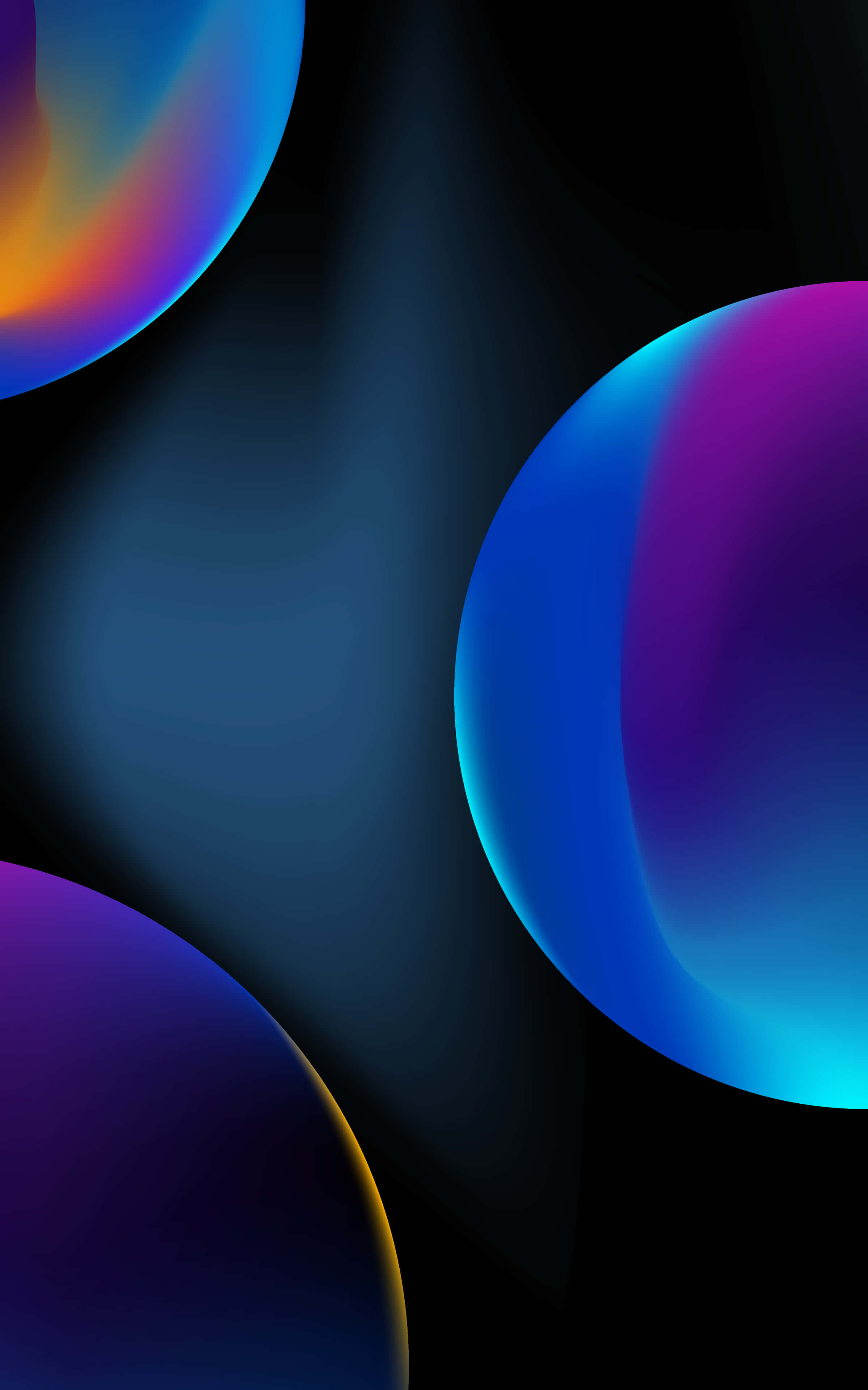 Blue iPhone XR, purple circles, glowing spheres, 4K Phone Wallpaper