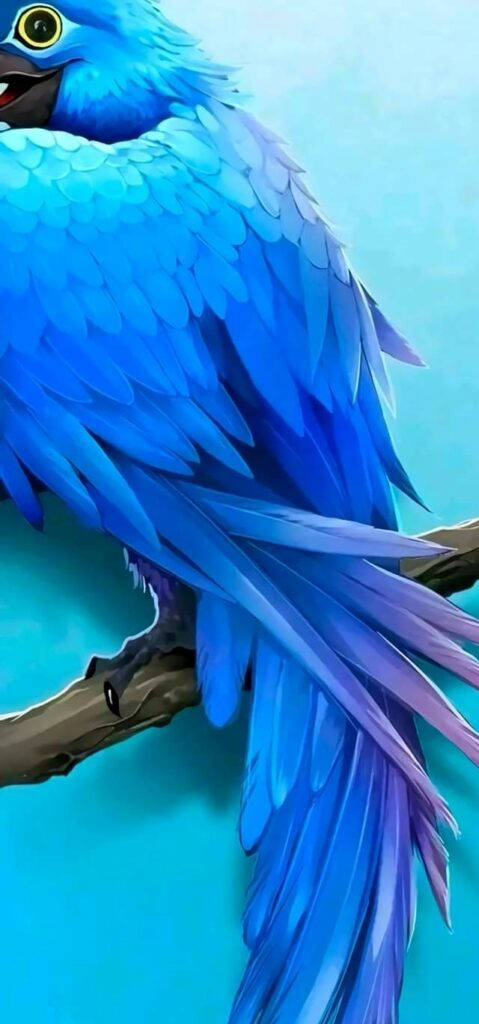 large blue bird, eyes as punch hole, detailed feathers, SD Phone Wallpaper