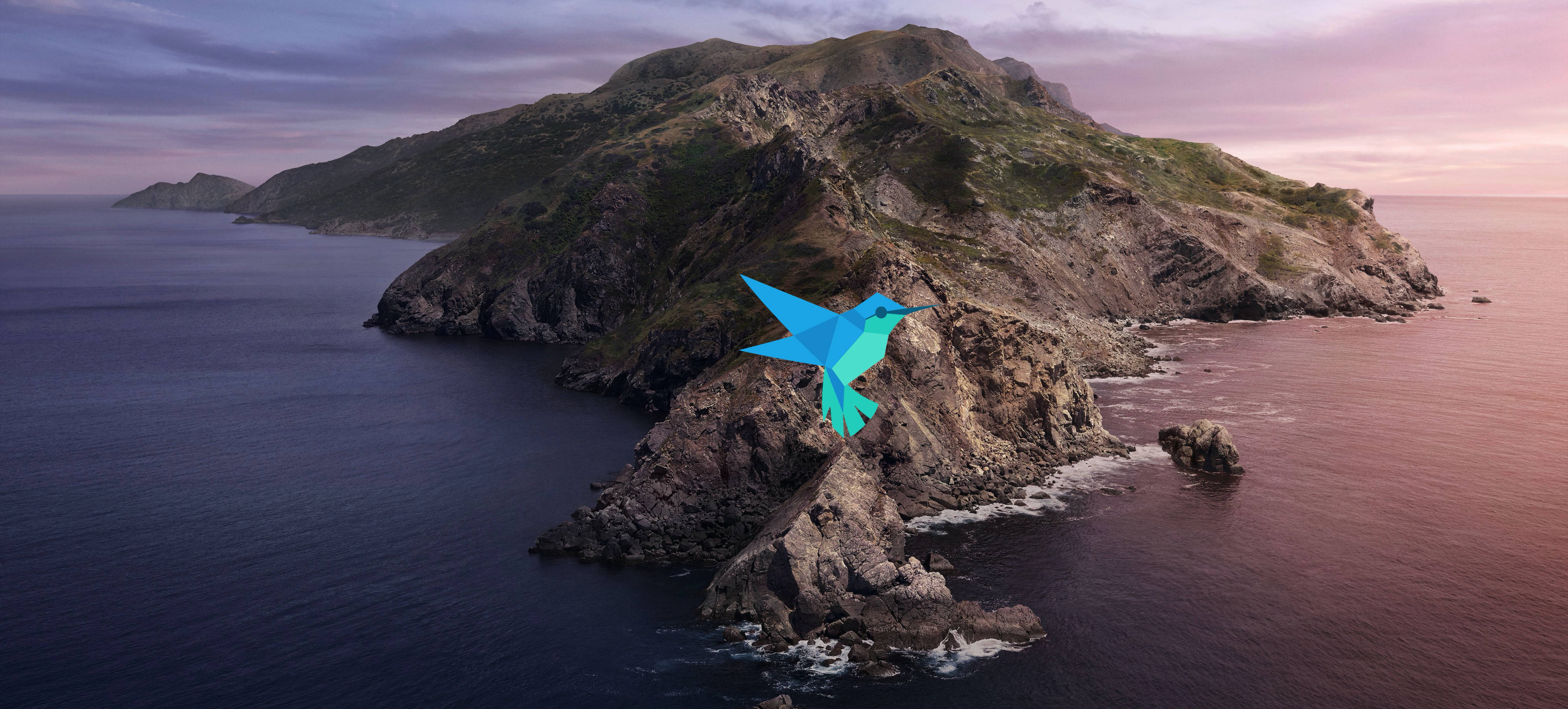 macOS Catalina, Blue Bird, geometric blue bird, 4K Desktop Wallpaper