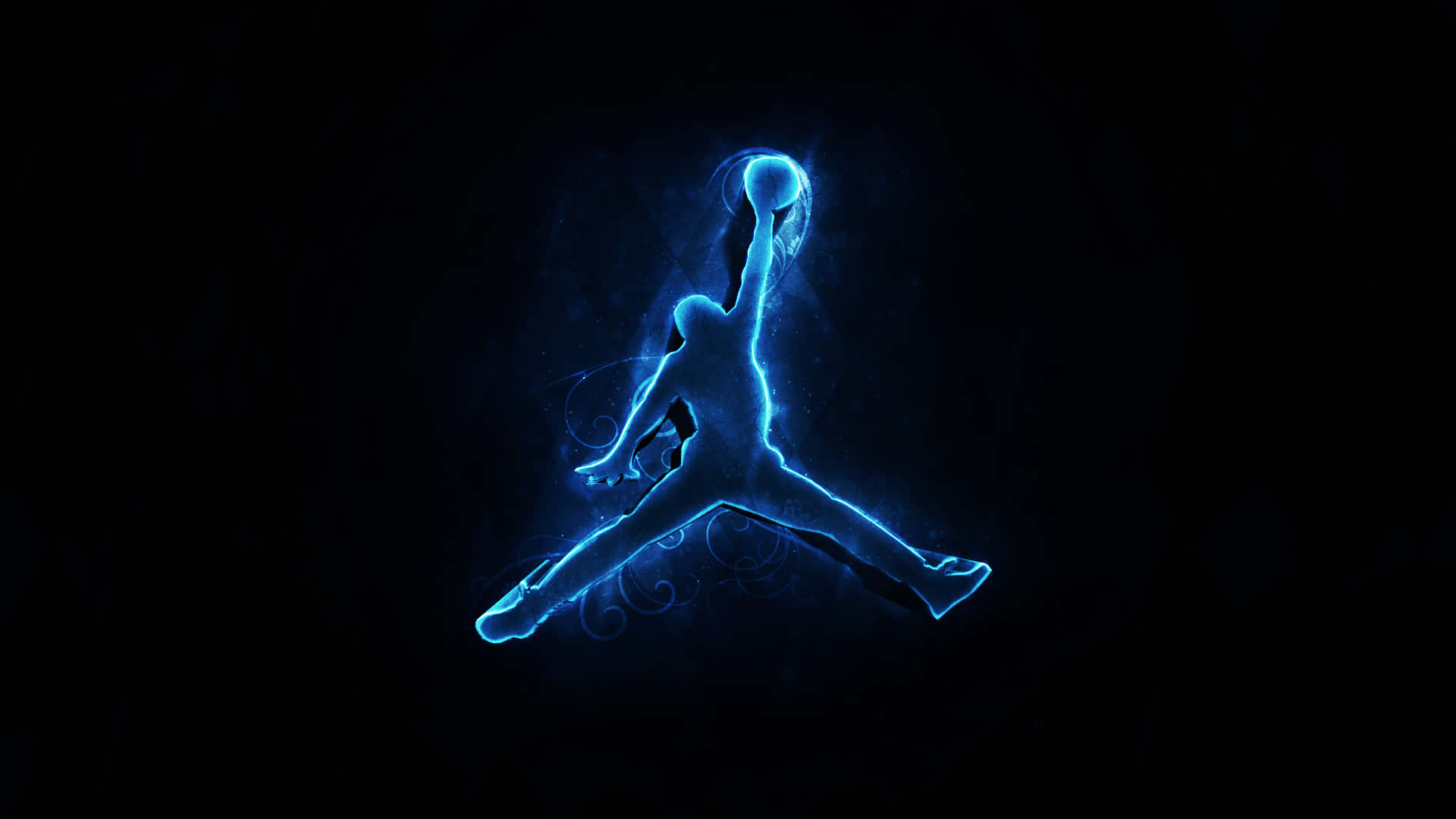 Blue Jordan, basketball player, mid-air dunking, Full HD Desktop Wallpaper