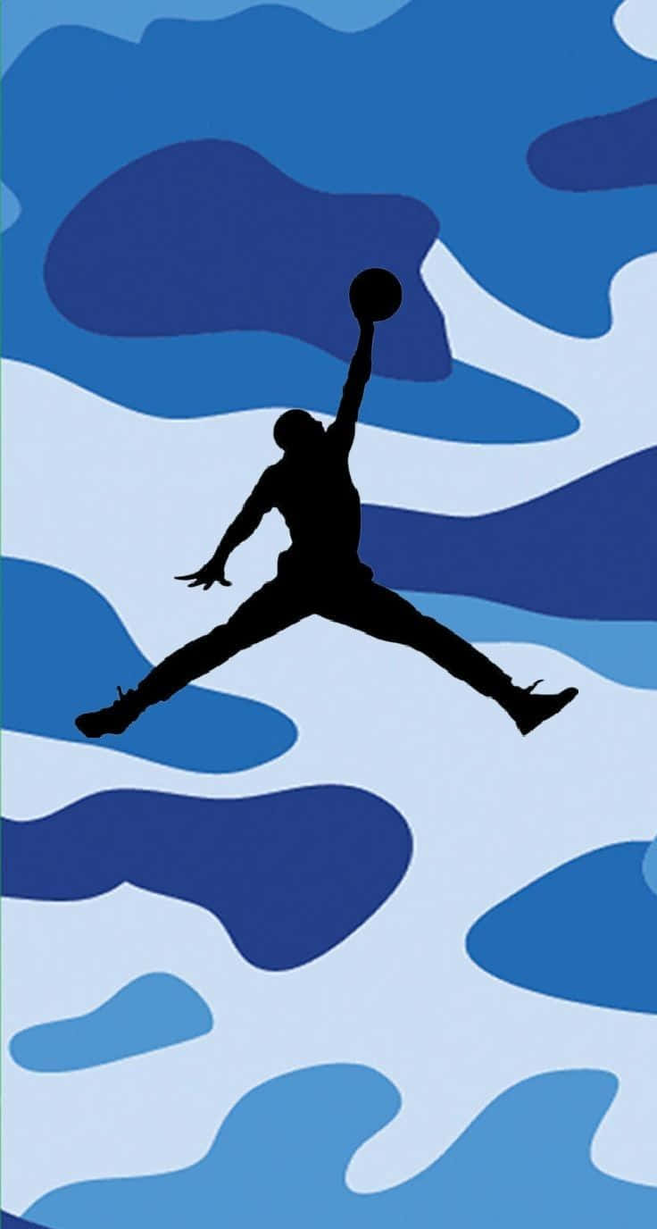 Blue Jordan, basketball player, mid-air dunking, HD Phone Wallpaper
