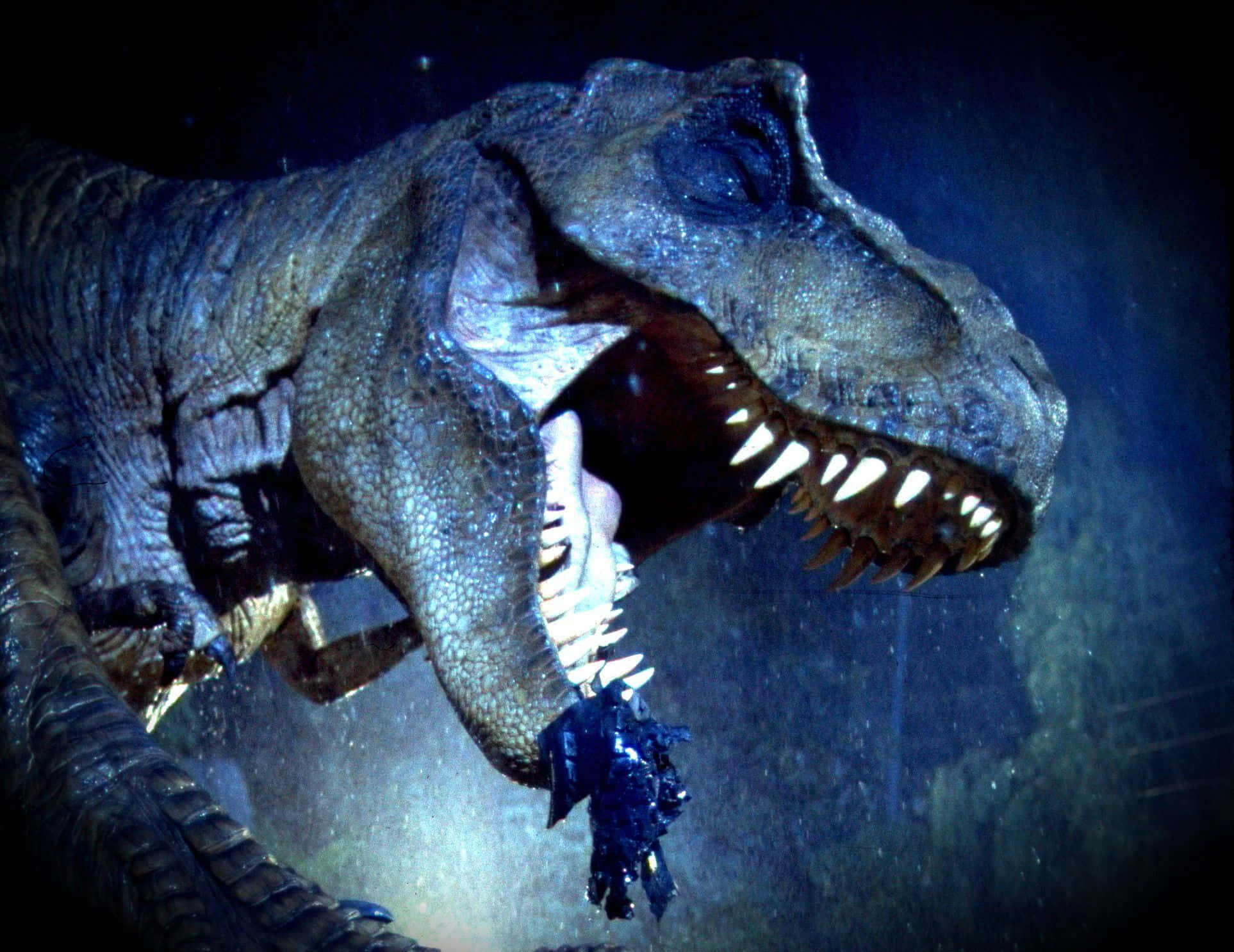 Jurassic World, t rex, glowing teeth, Full HD Desktop Wallpaper