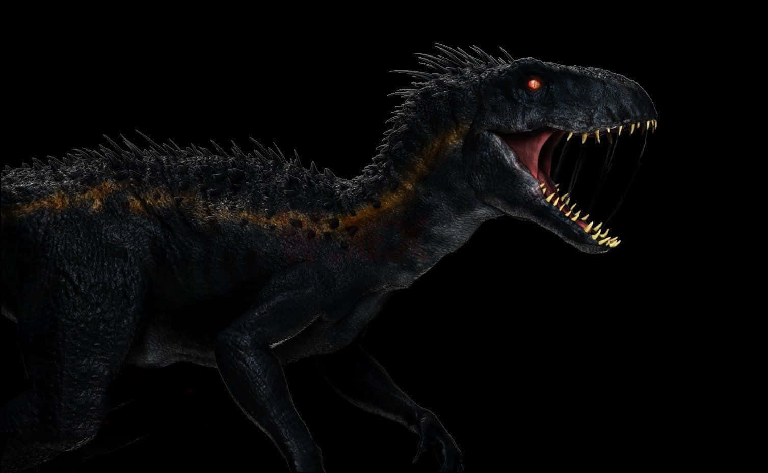 Blue Jurassic World, black dinosaur, glowing red eyes, HD Desktop Wallpaper