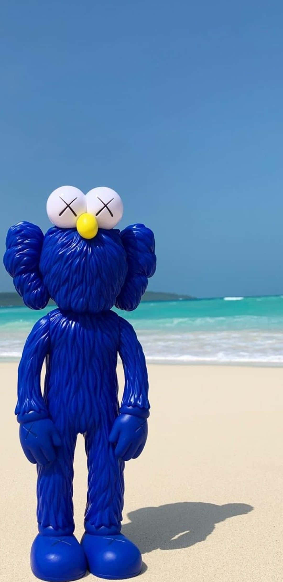 Blue Kaws, glossy blue, sandy beach, Full HD Phone Wallpaper