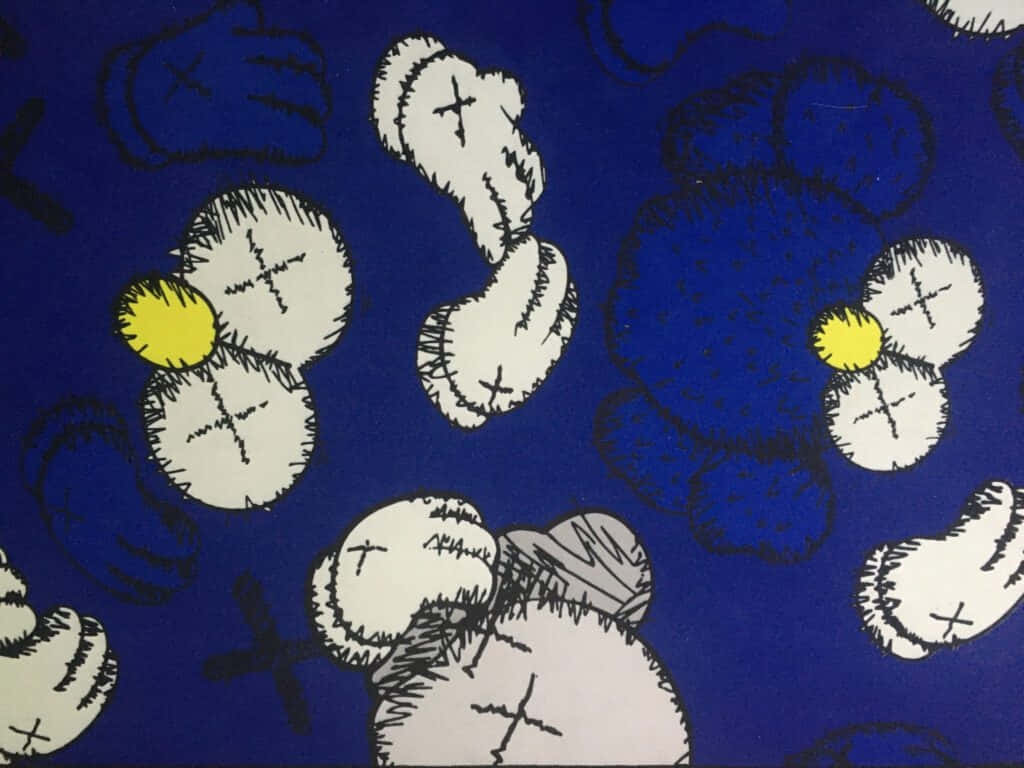 Blue Kaws, KAWS, yellow eyes, SD Desktop Wallpaper