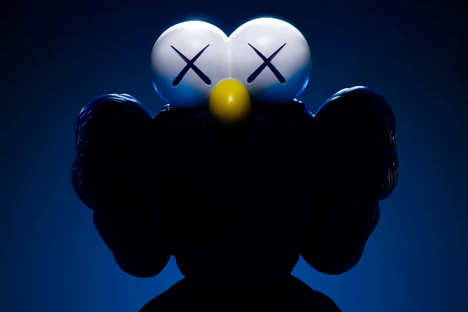 Blue Kaws, KAWS character, glowing white heart eyes, HD Desktop Wallpaper