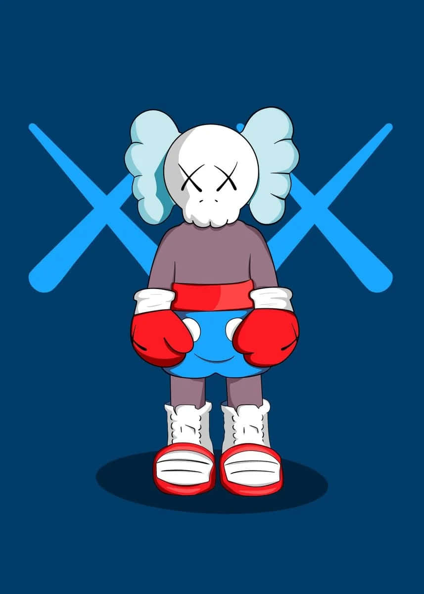 Blue Kaws, KAWS character, red boxing gloves, SD Phone Wallpaper