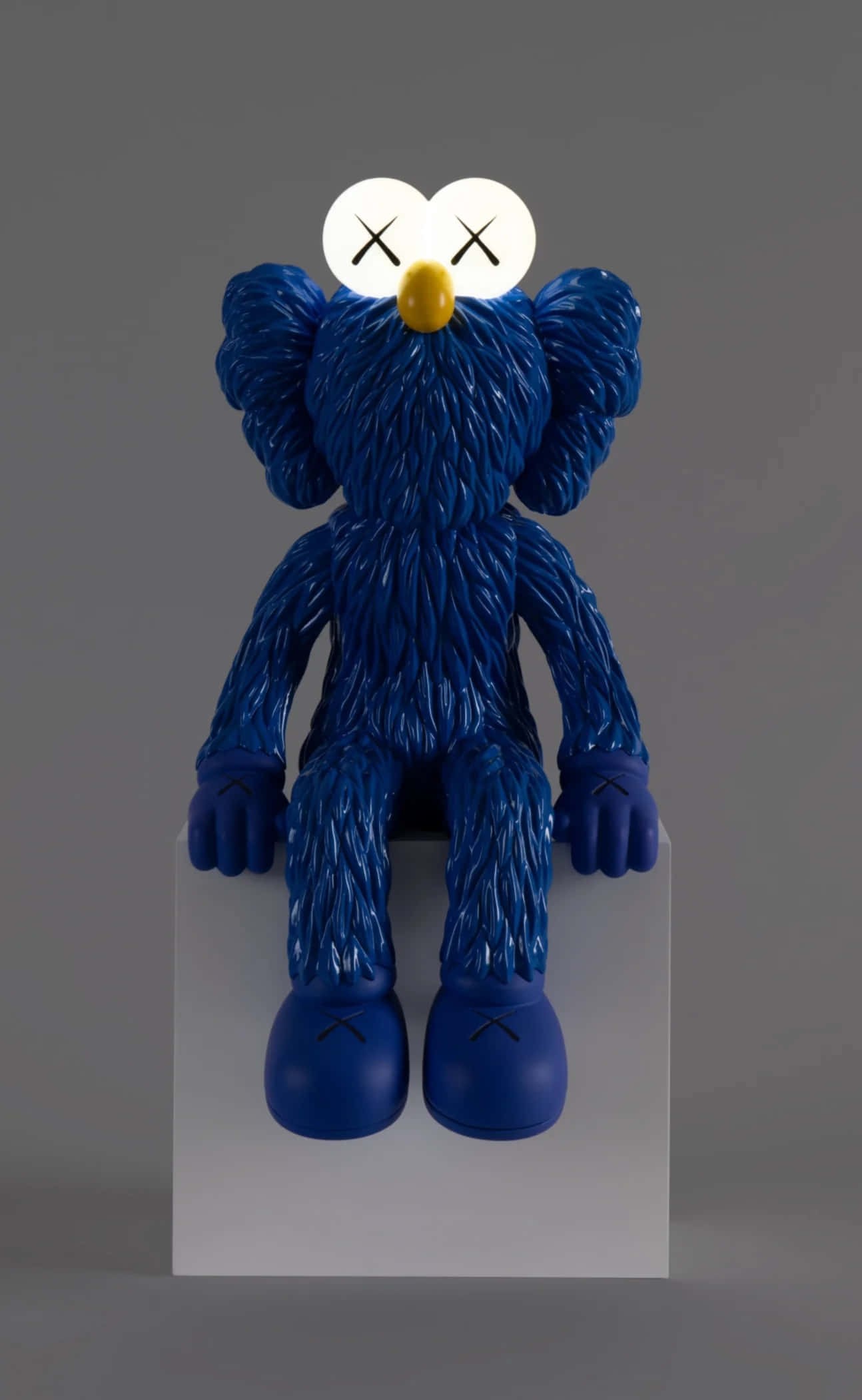 Blue Kaws, glossy blue, glowing white eyes, Full HD Phone Wallpaper