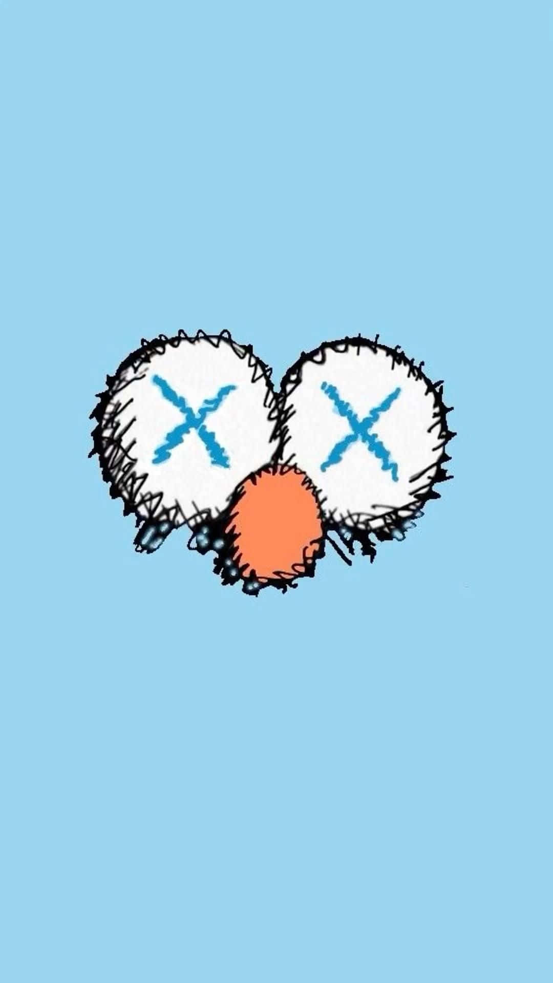 Blue Kaws, cartoon face, fluffy white eyes, Full HD Phone Wallpaper