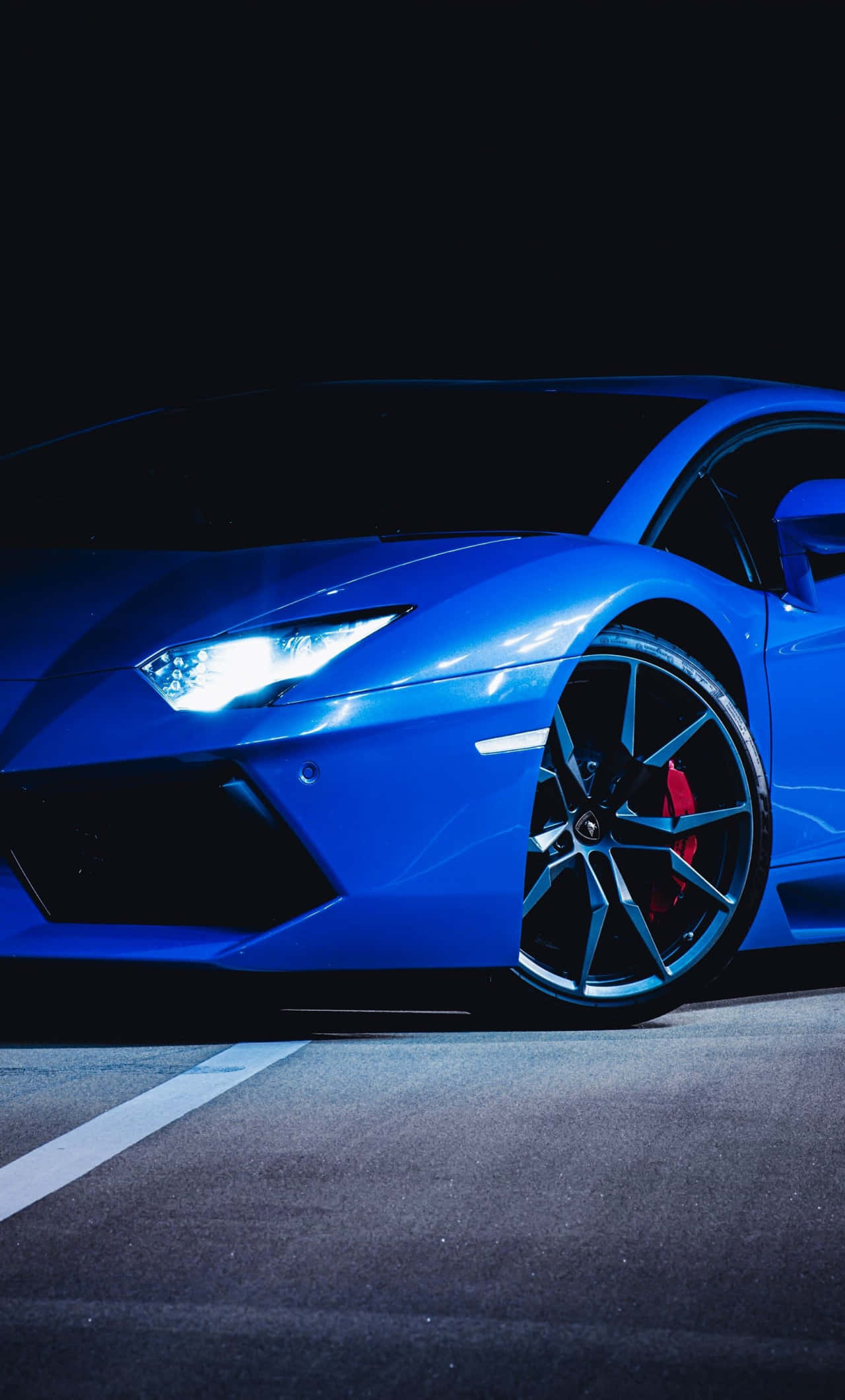 Blue Lamborghini, neon lights, dark night street, Full HD Phone Wallpaper