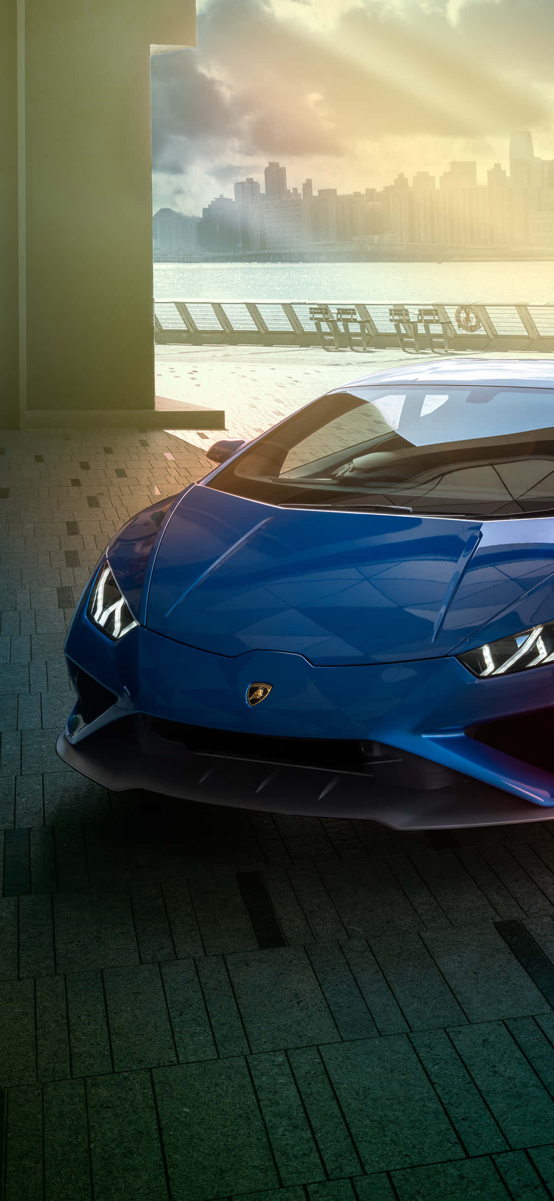 Blue Lamborghini, glossy blue, sports car, Full HD Phone Wallpaper