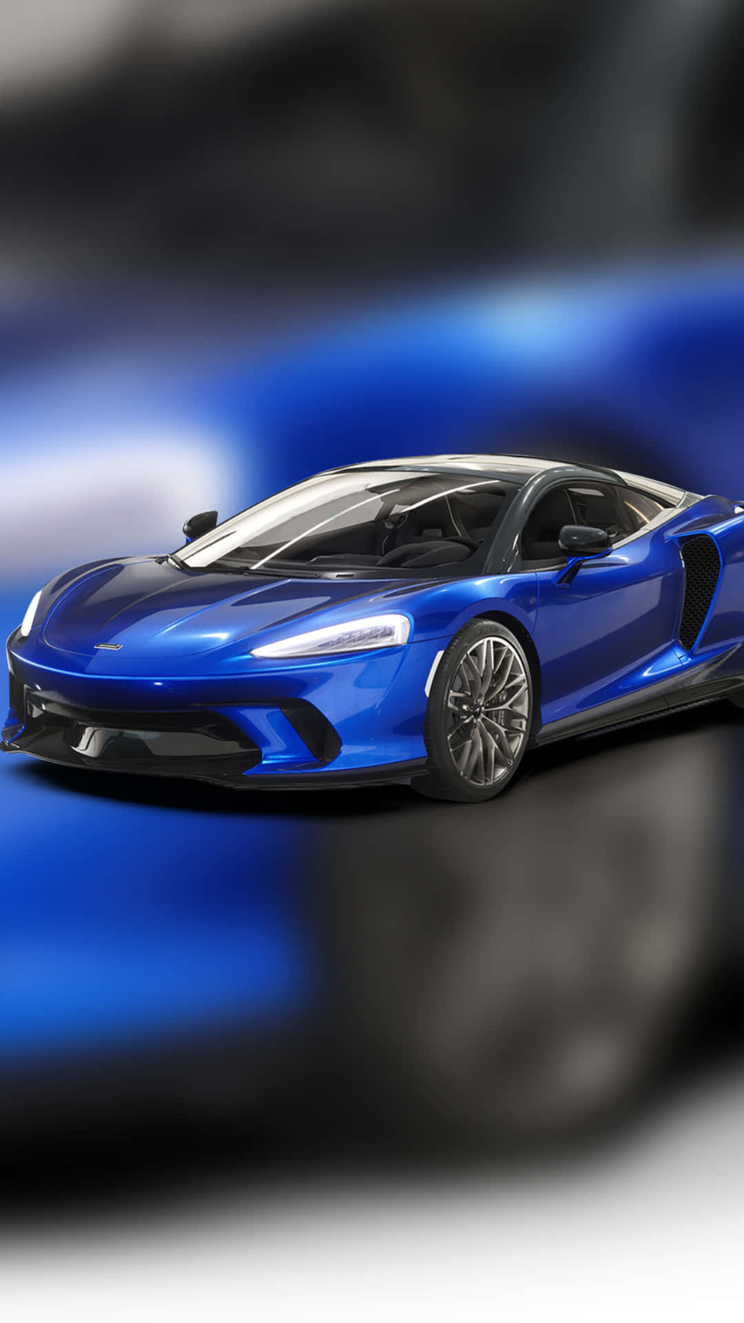 blue Lamborghini, sports car, glowing headlights, Full HD Phone Wallpaper