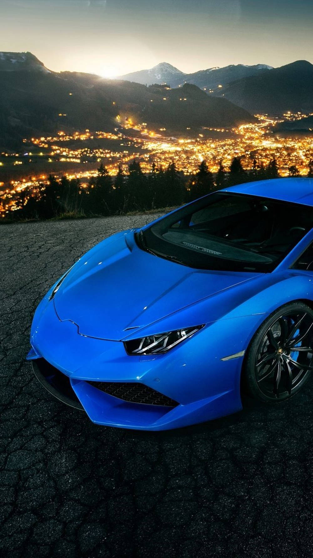 Lamborghini, blue, city view, HD Phone Wallpaper