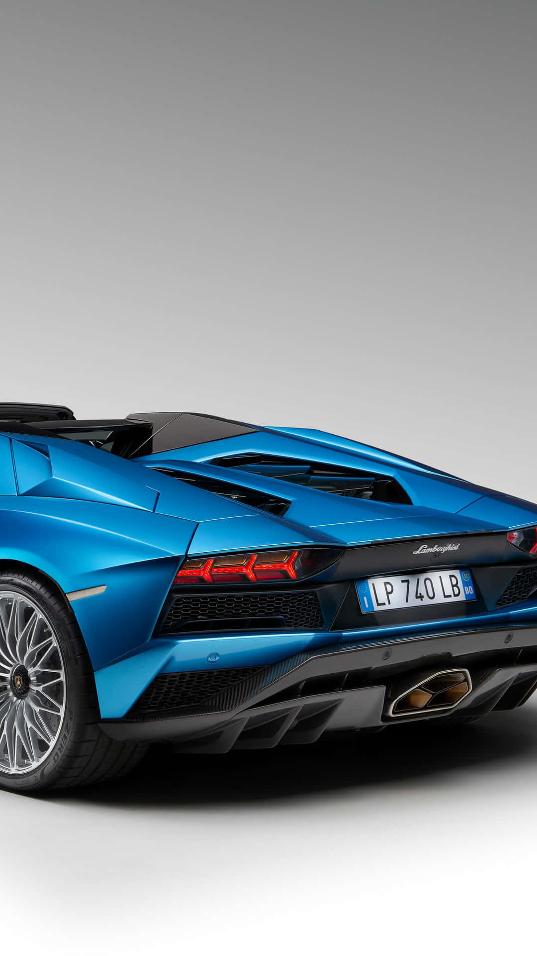 Blue Lamborghini, red taillights, black accents, Full HD Phone Wallpaper