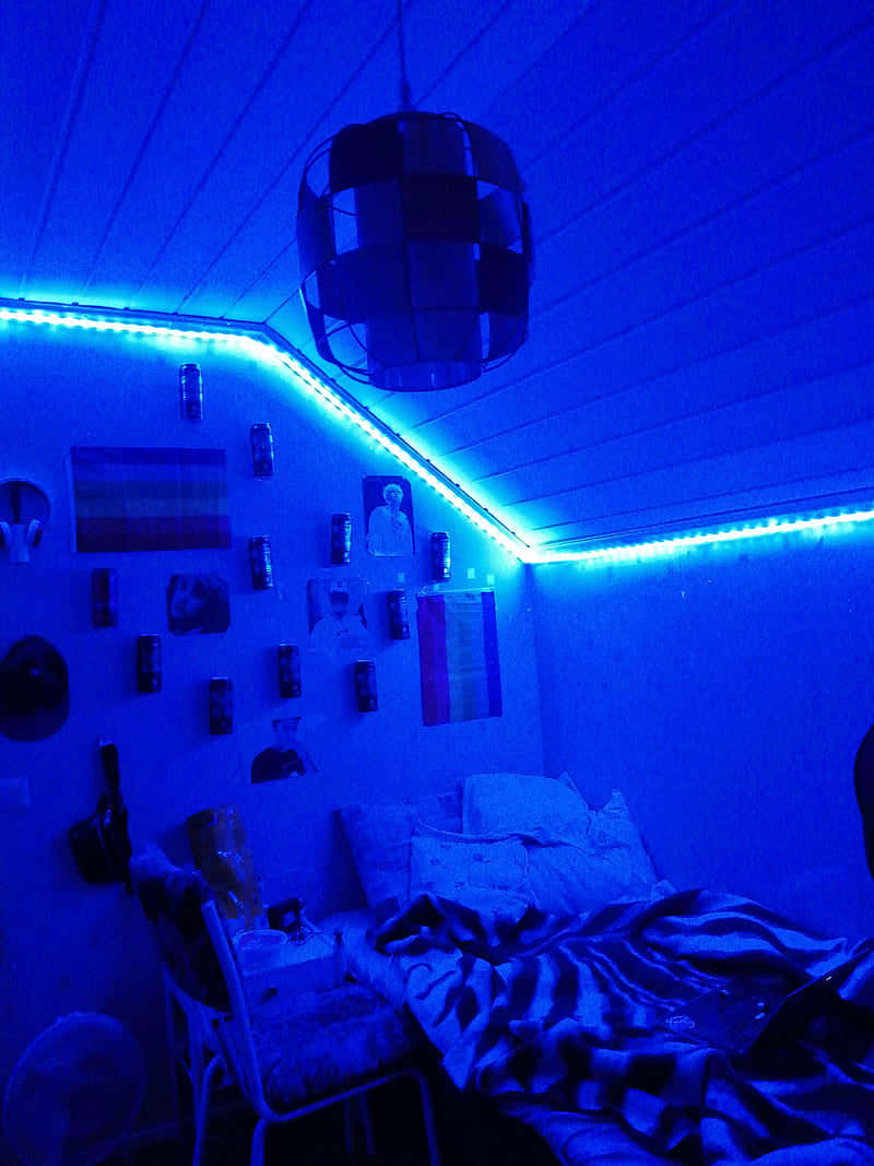 electric blue, LED strips, disco ball, SD Phone Wallpaper