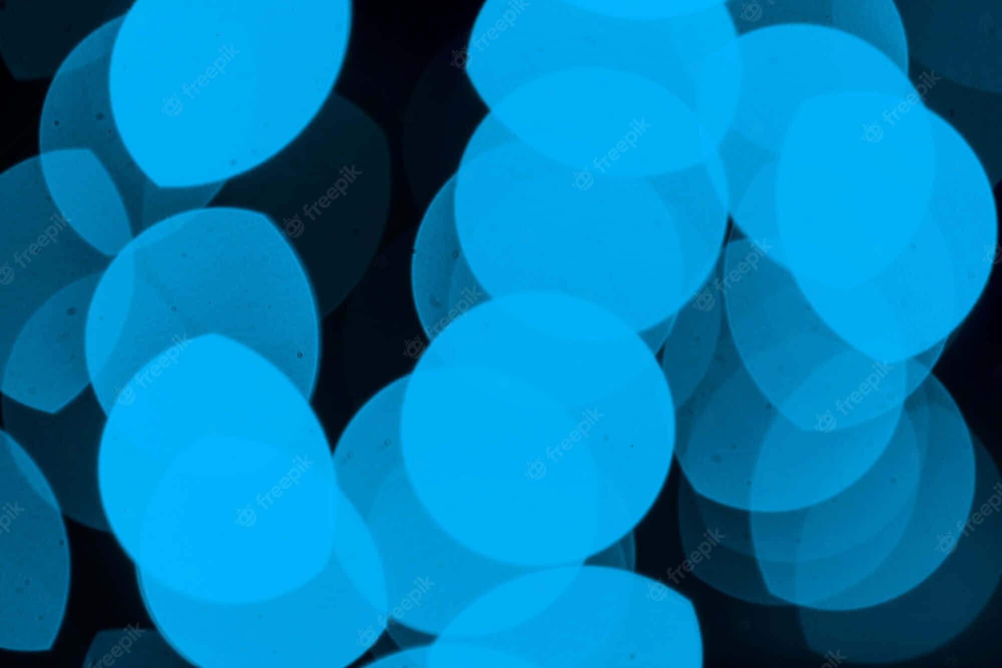 blue led, vibrant blue circular bokeh lights, deep black background, Full HD Desktop Wallpaper