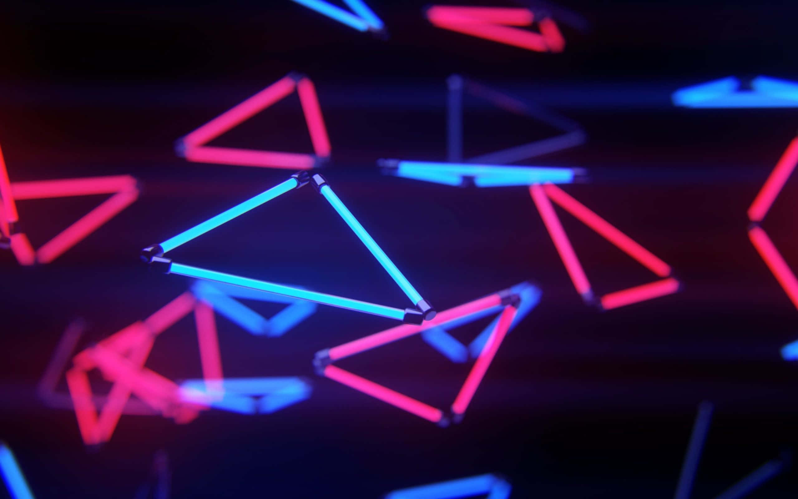 Blue Led, neon pink and blue, triangular light structures, 2K Desktop Wallpaper