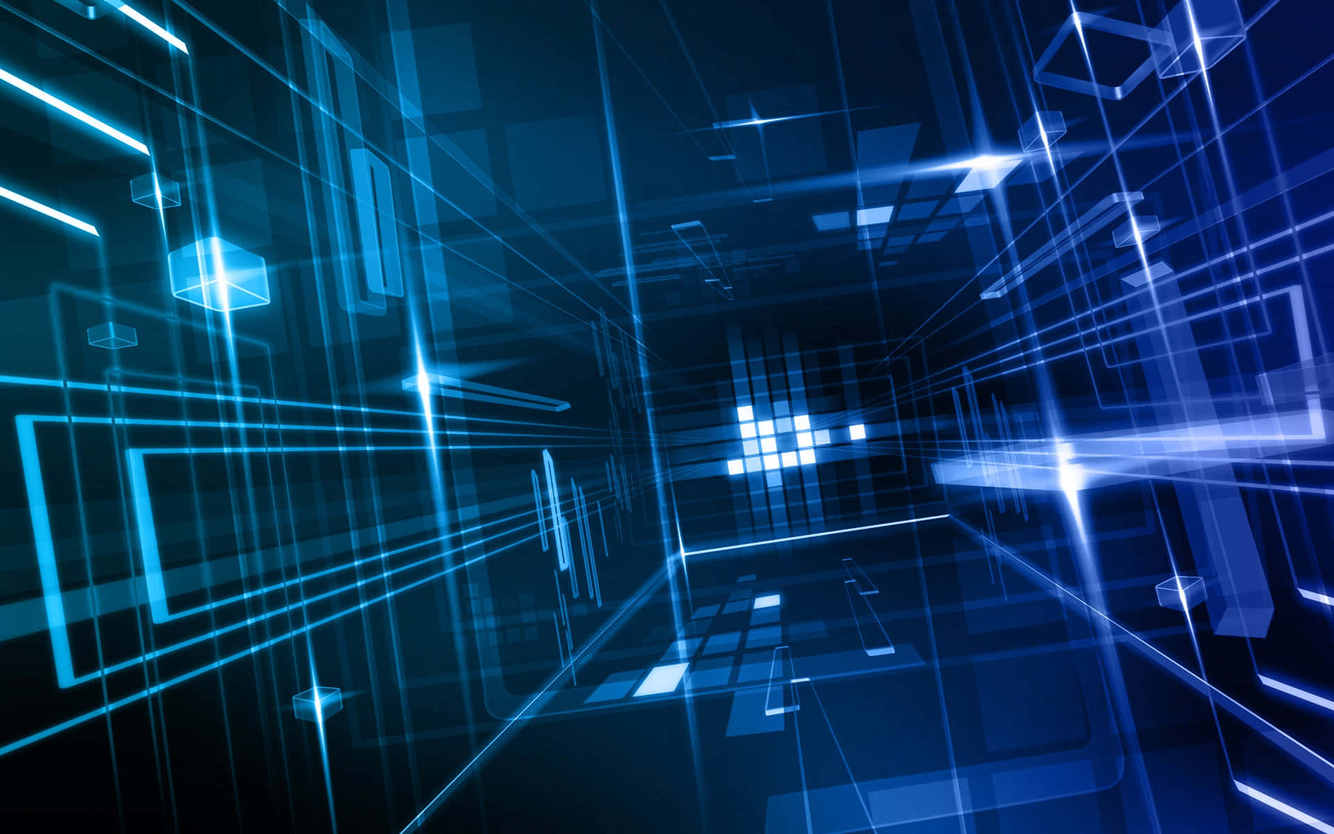 Blue LED lighting, futuristic digital corridor, glowing blue lines, Full HD Desktop Wallpaper