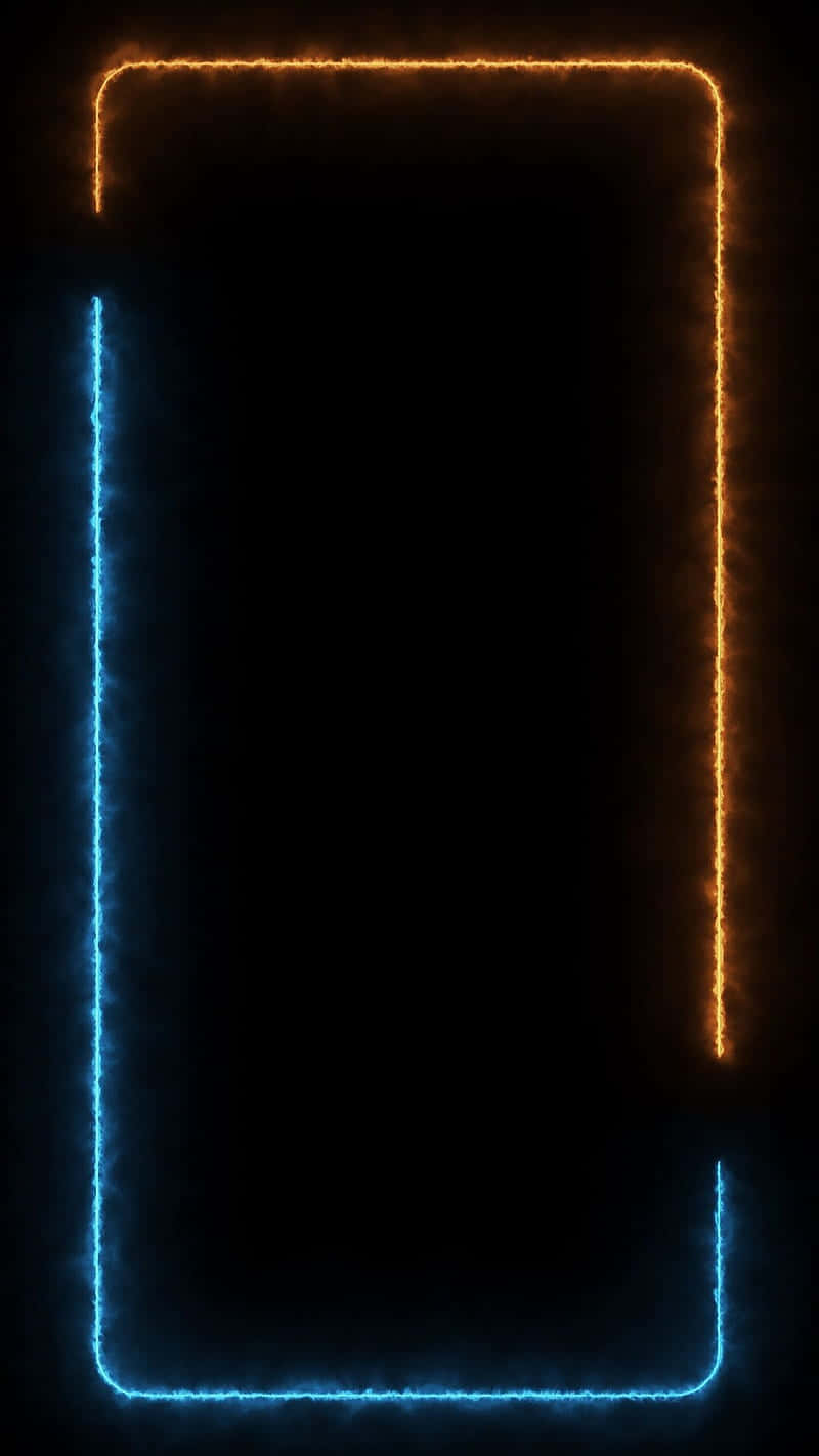blue led, neon rectangle frame, orange top, HD Phone Wallpaper