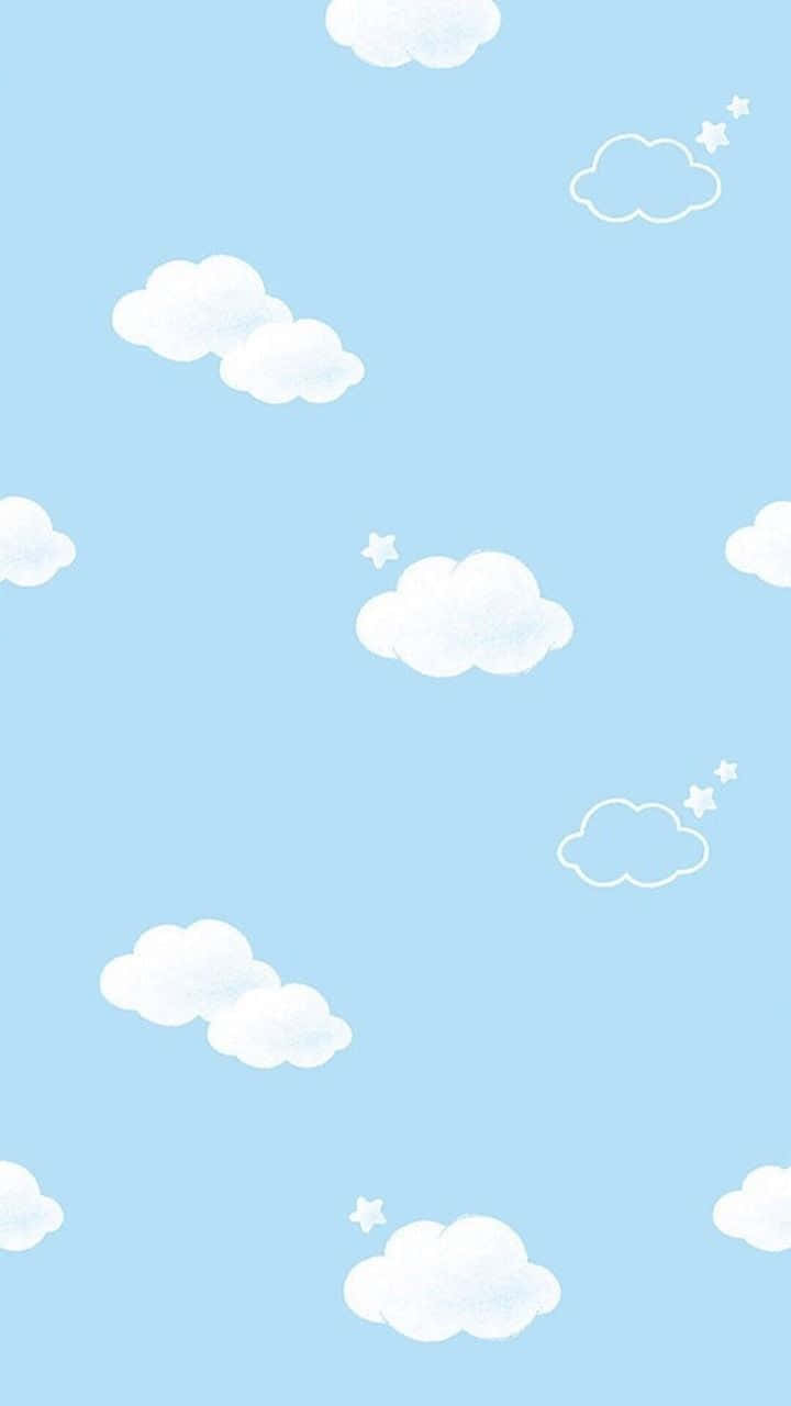 Cute Blue iPhone, pastel blue, fluffy white clouds, HD Phone Wallpaper